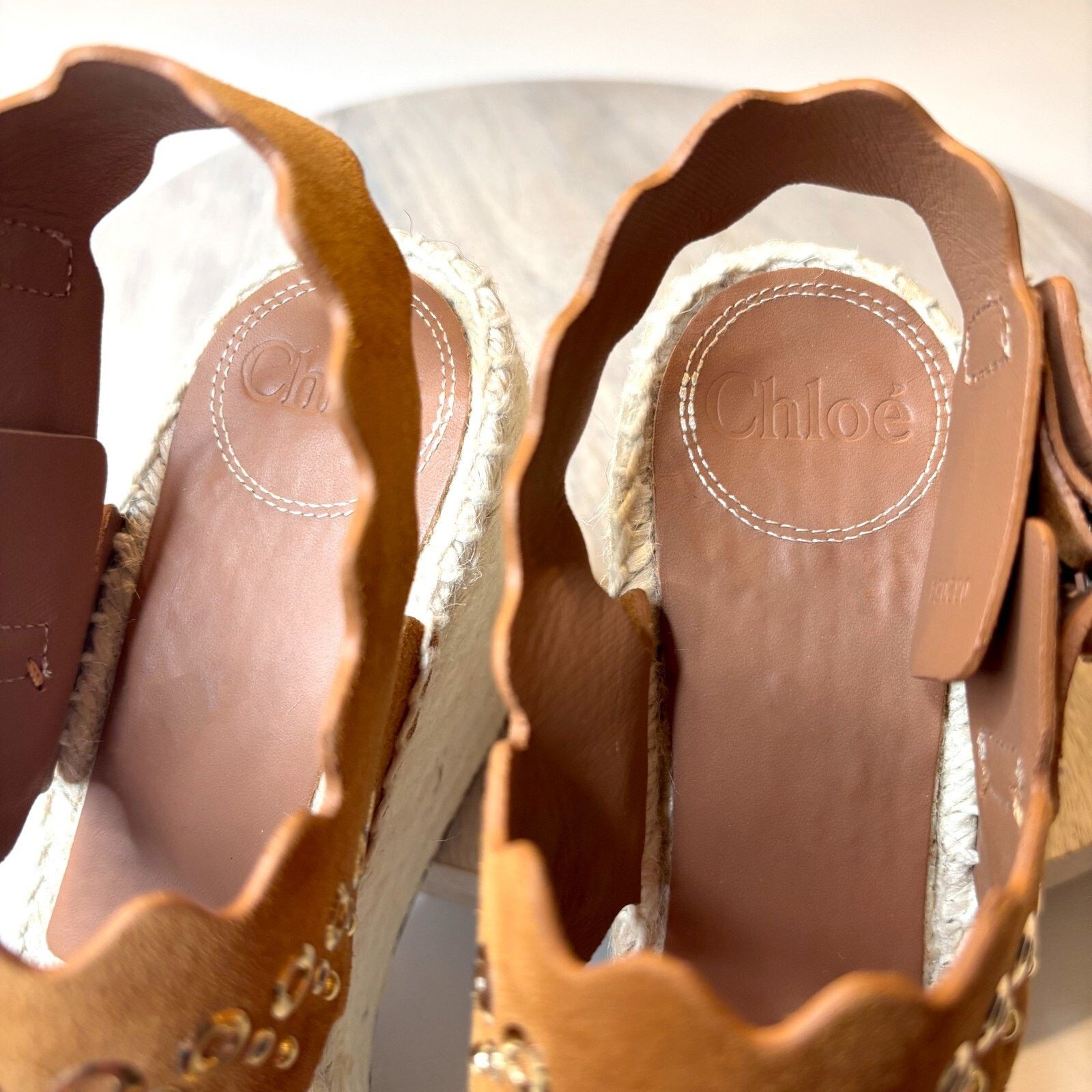 Chloe Chloe Lauren Wedge Espadrille Tan Suede Sandals EU 38 US 8 Size US 8 / IT 38 - 9 Thumbnail
