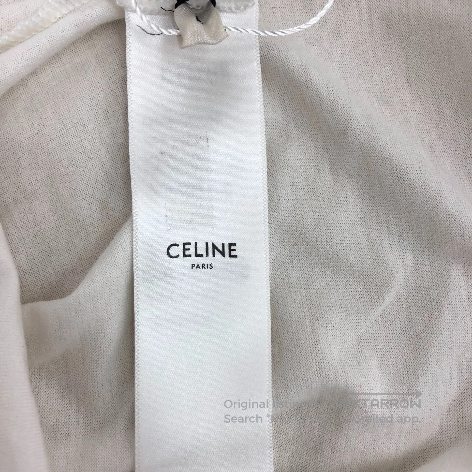 Celine CELINE White Triumph Arch Embroidered Cotton Crewneck Shor Size US L / EU 52-54 / 3 - 7 Thumbnail