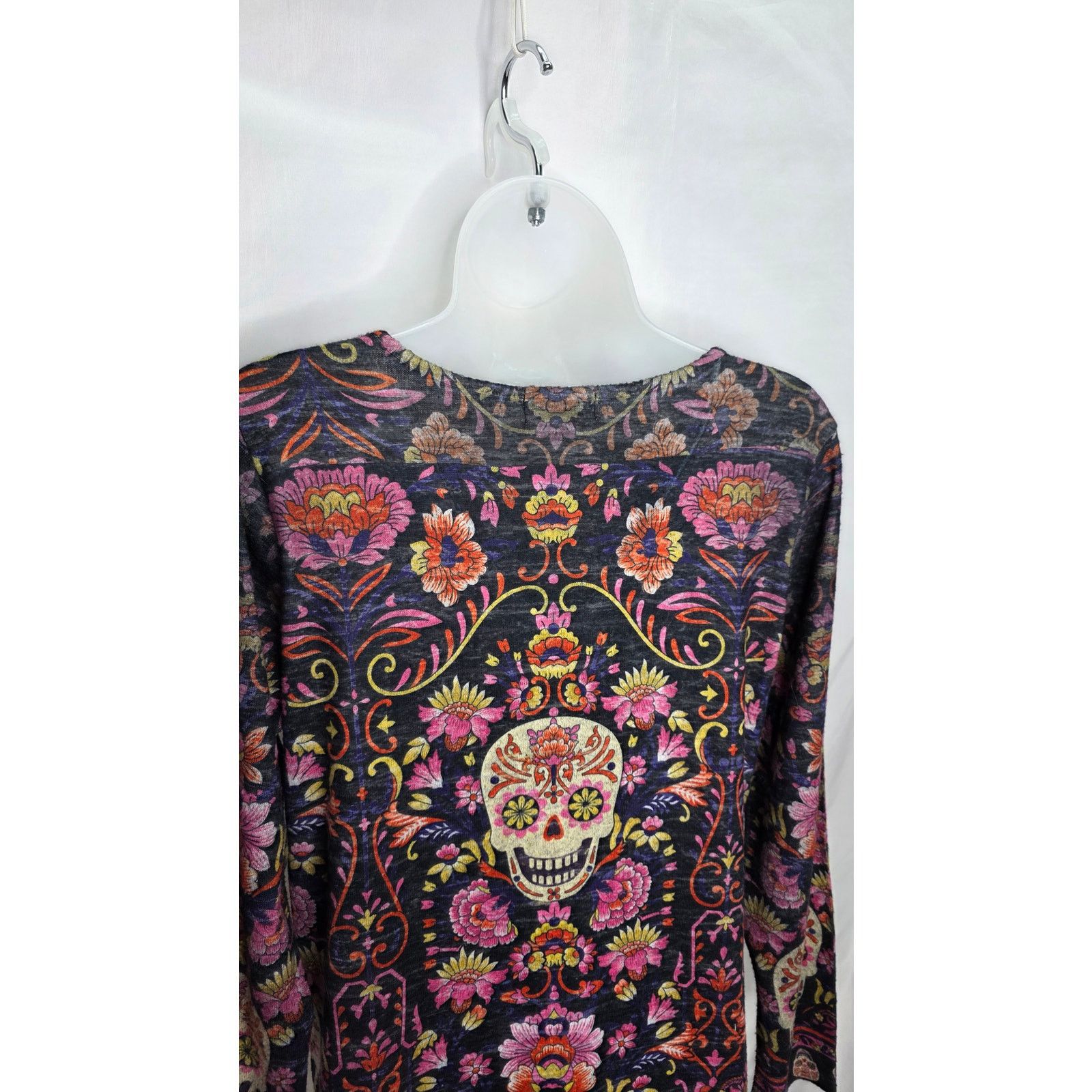 Other Women's Sugar Skull Floral Gold Rhinestone Tunic Top M Size M / US 6-8 / IT 42-44 - 11 Thumbnail
