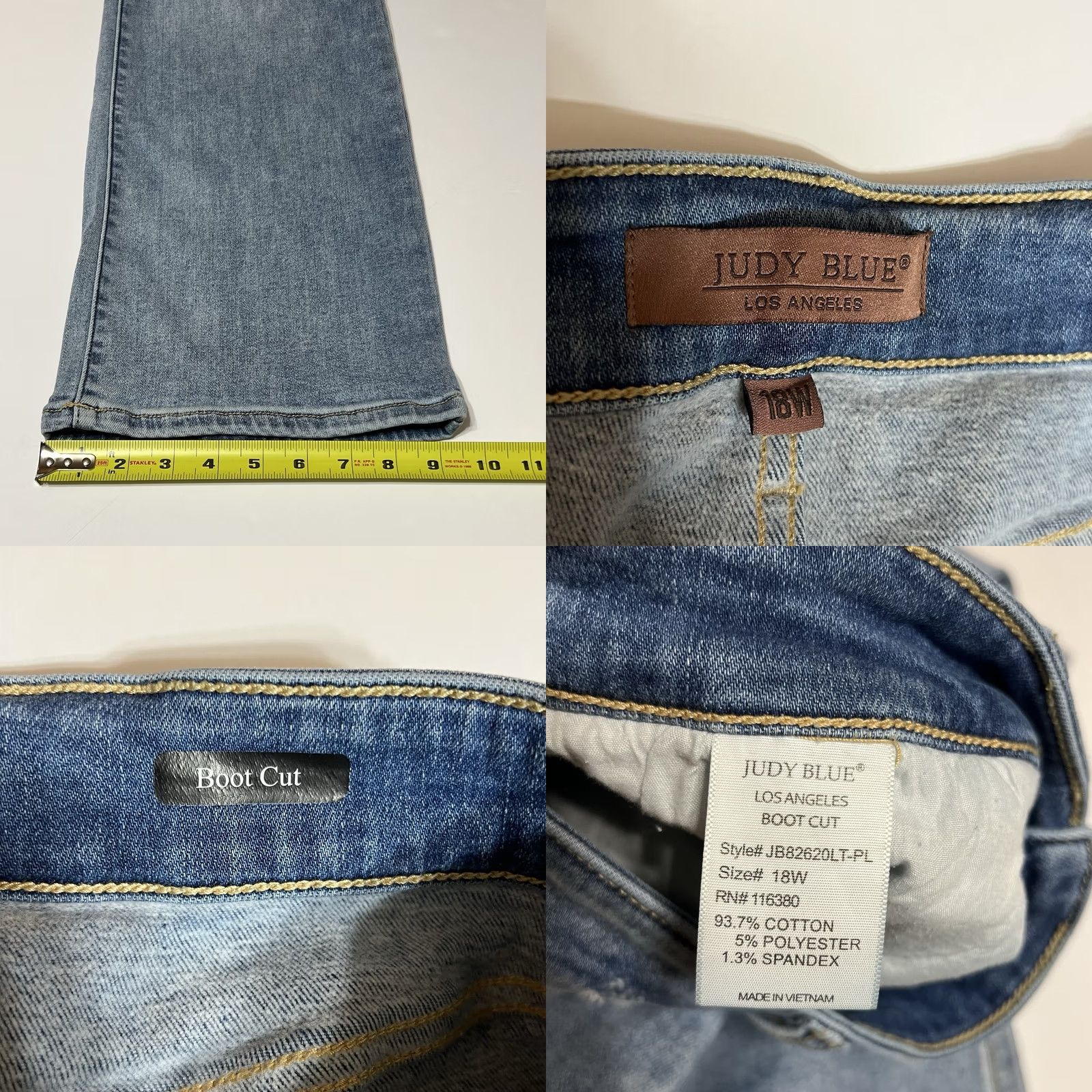 Vintage Judy Blue Jeans Womens 18W Bootcut High Rise Denim Blue Stretch 5-Pocket Logo Size 25" / US 0 / IT 36 - 8 Thumbnail