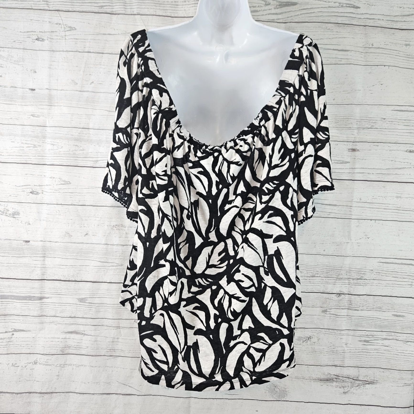Vintage Chico's Blouse Women Off The Shoulder XL Black Linen Size XL / US 12-14 / IT 48-50 - 3 Thumbnail