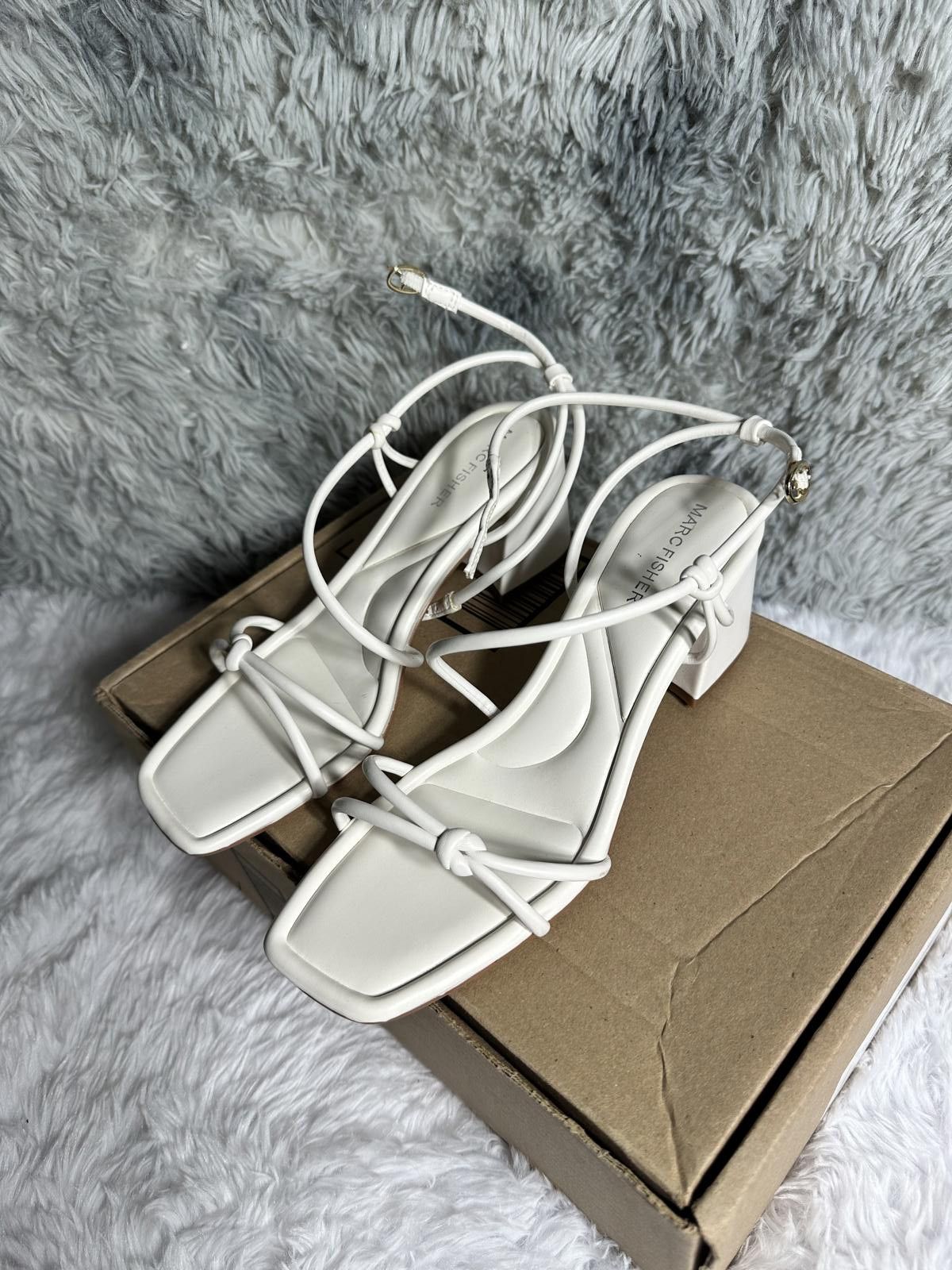 Other Marc Fisher White Strappy Block Heel Sandals Size US 8 / IT 38 - 3 Thumbnail