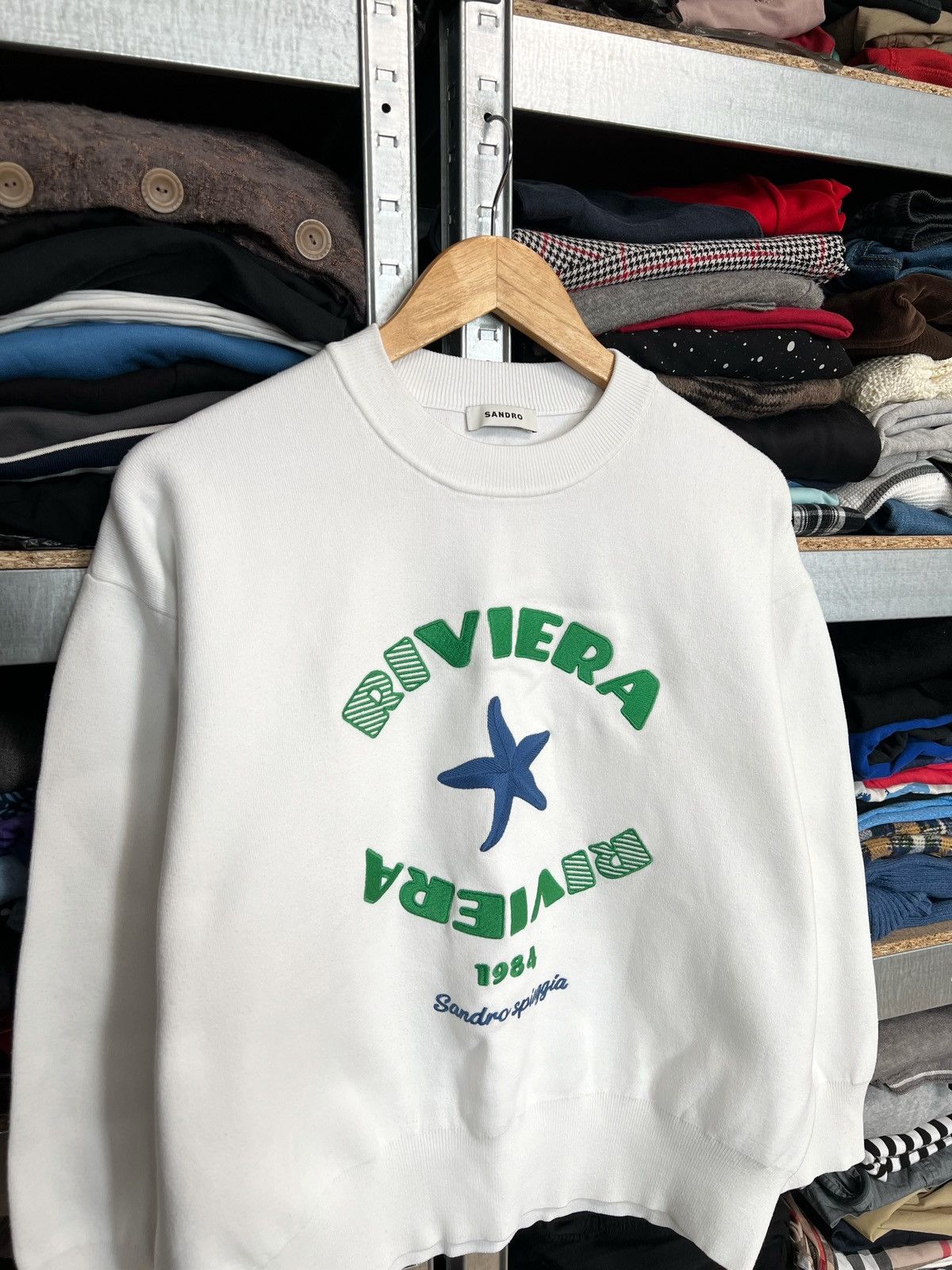 Sandro Sandro Riviera Sweatshirt Pullover Embroidered Jumper Sz M Size M / US 6-8 / IT 42-44 - 2 Thumbnail