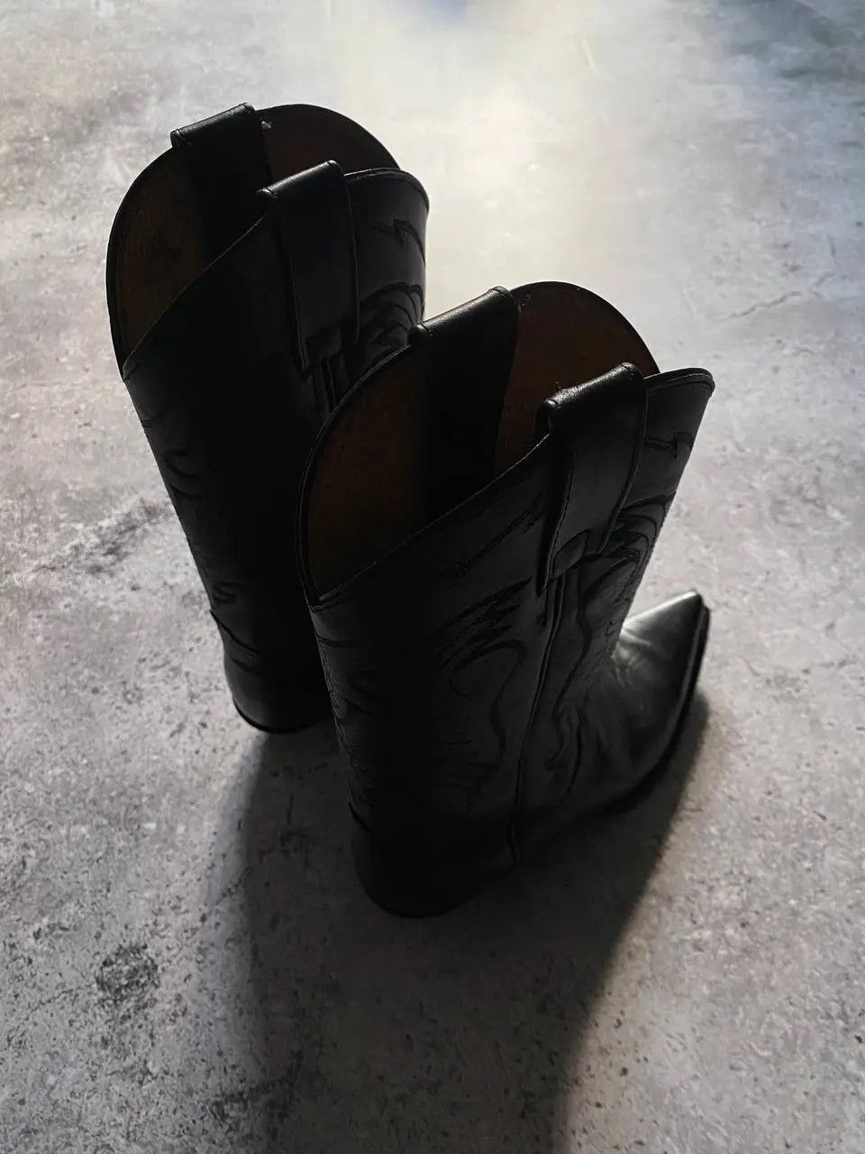 Leather VINTAGE 90s USA BLACK LEATHER WESTERN COWBOY BOOTS Size US 5.5 / EU 38 - 4 Thumbnail