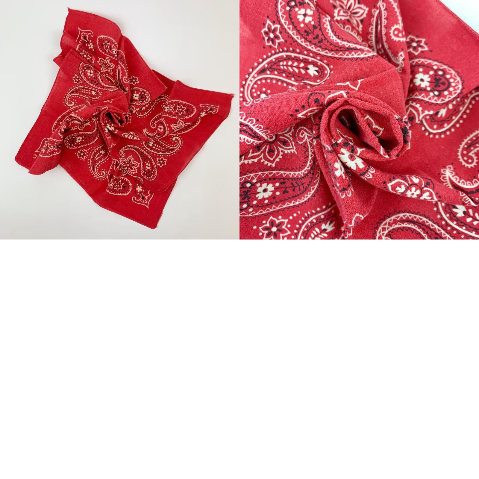Vintage VINTAGE Bandana Western Floral Red 20" x 22" Unbranded Cotton Unisex Men Women Girls Boys Size ONE SIZE - 8 Thumbnail