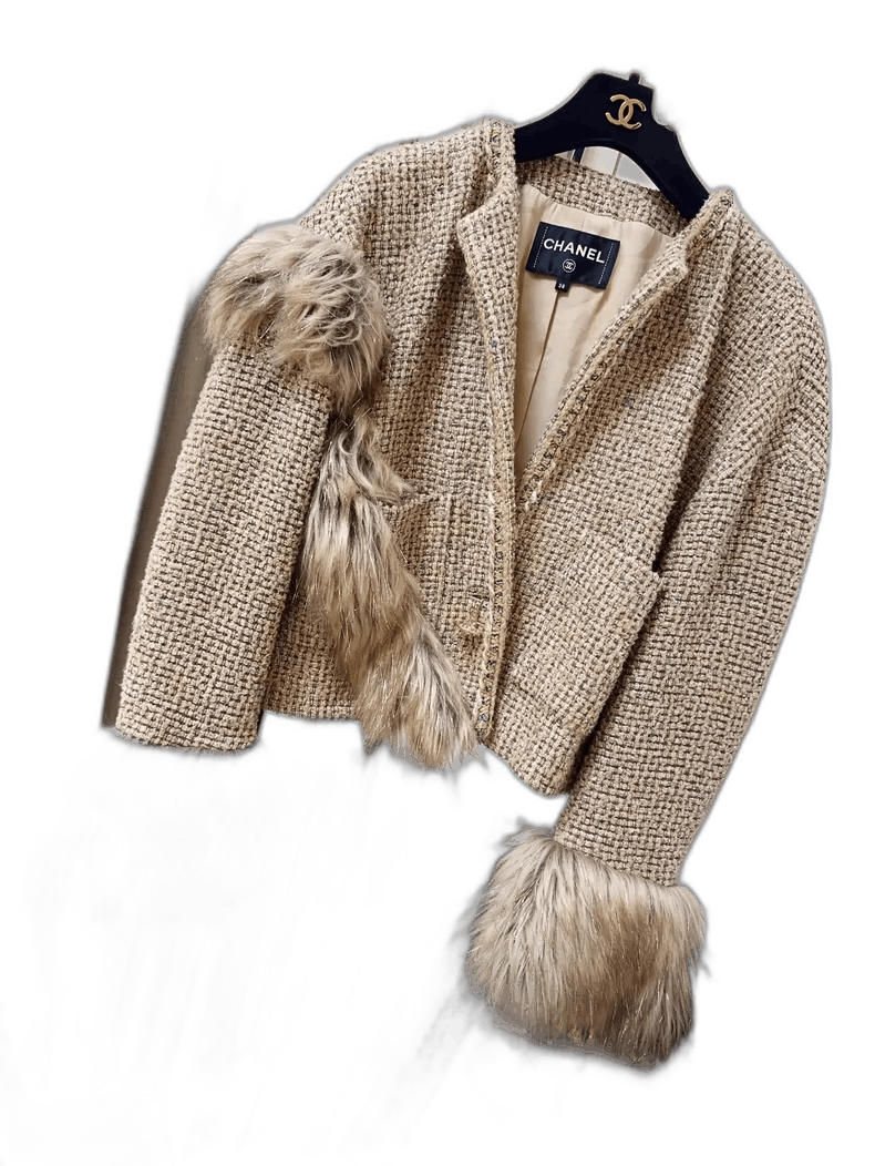 Chanel Chanel Gold Fringe Knit Jacket 21A Collection Size M / US 6-8 / IT 42-44 - 1 Thumbnail