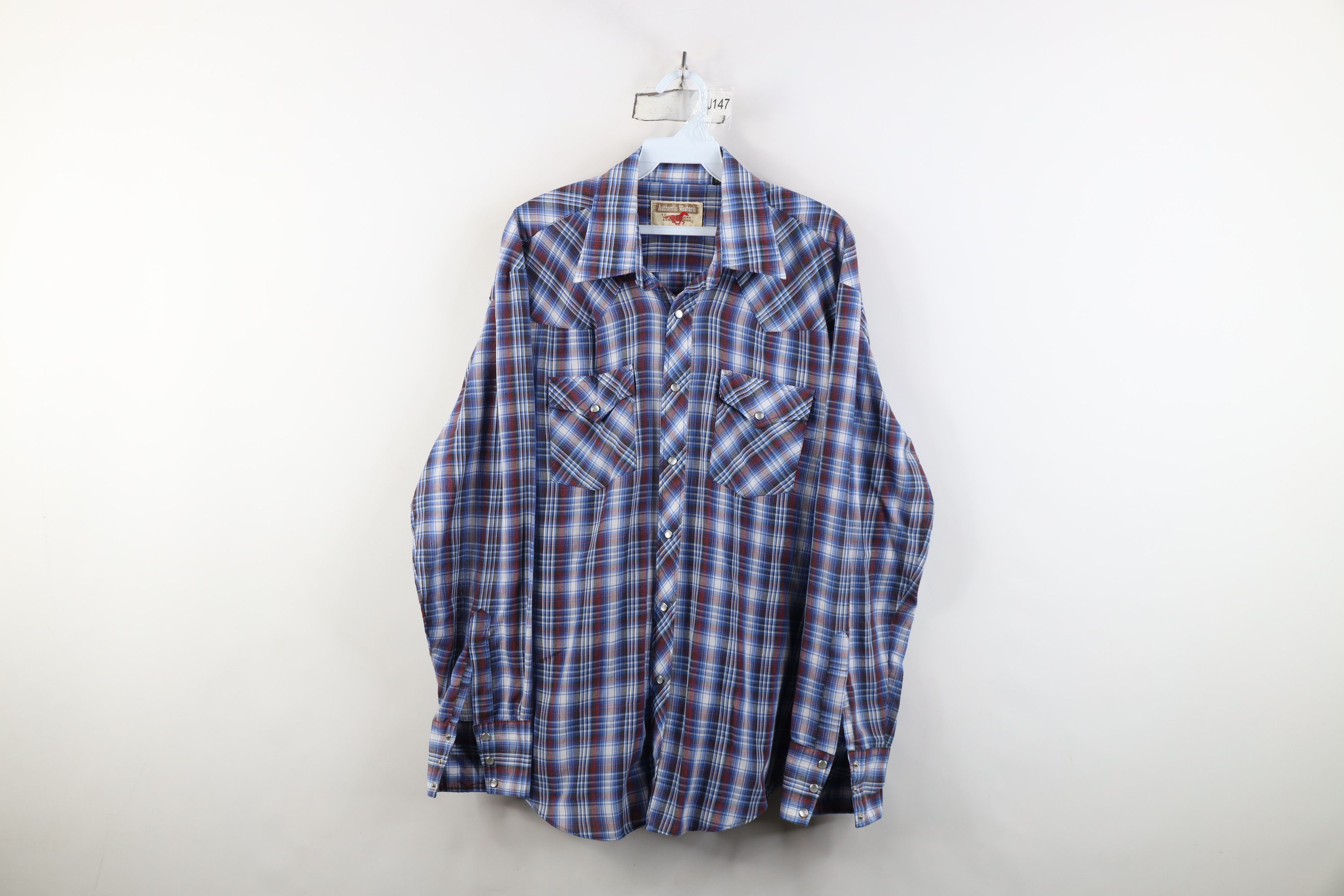 Vintage Vintage 70s Streetwear Western Snap Button Shirt Plaid Size US L / EU 52-54 / 3 - 1 Thumbnail