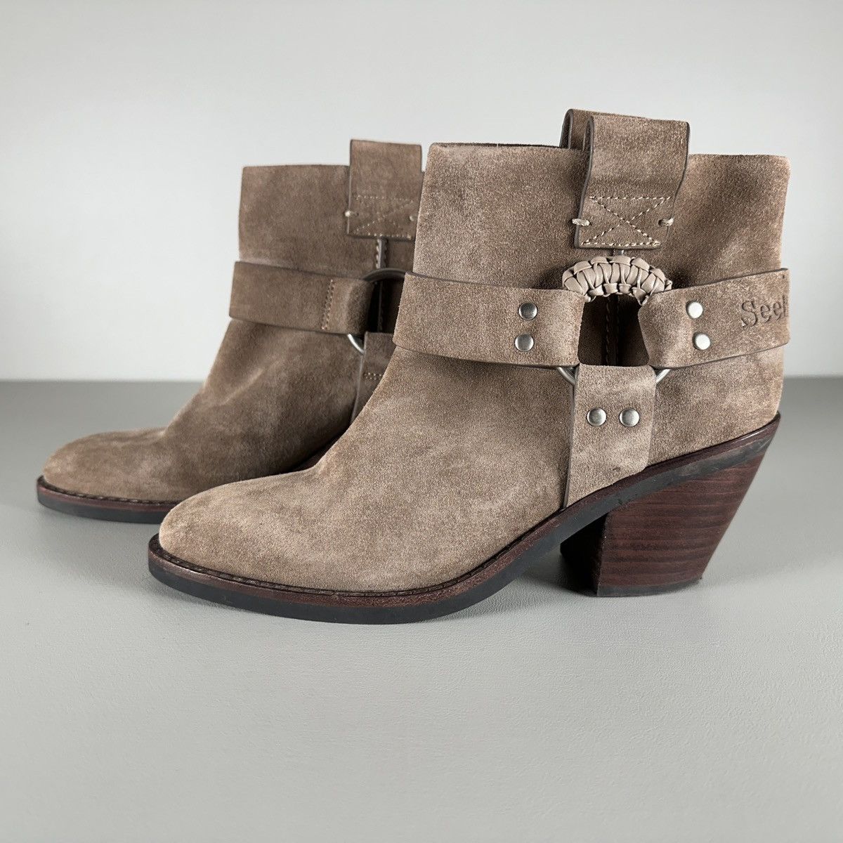 See by Chloe See by Chloe Eddie Suede dark beige Ankle Boot Size US 7.5 / IT 37.5 - 1 Thumbnail