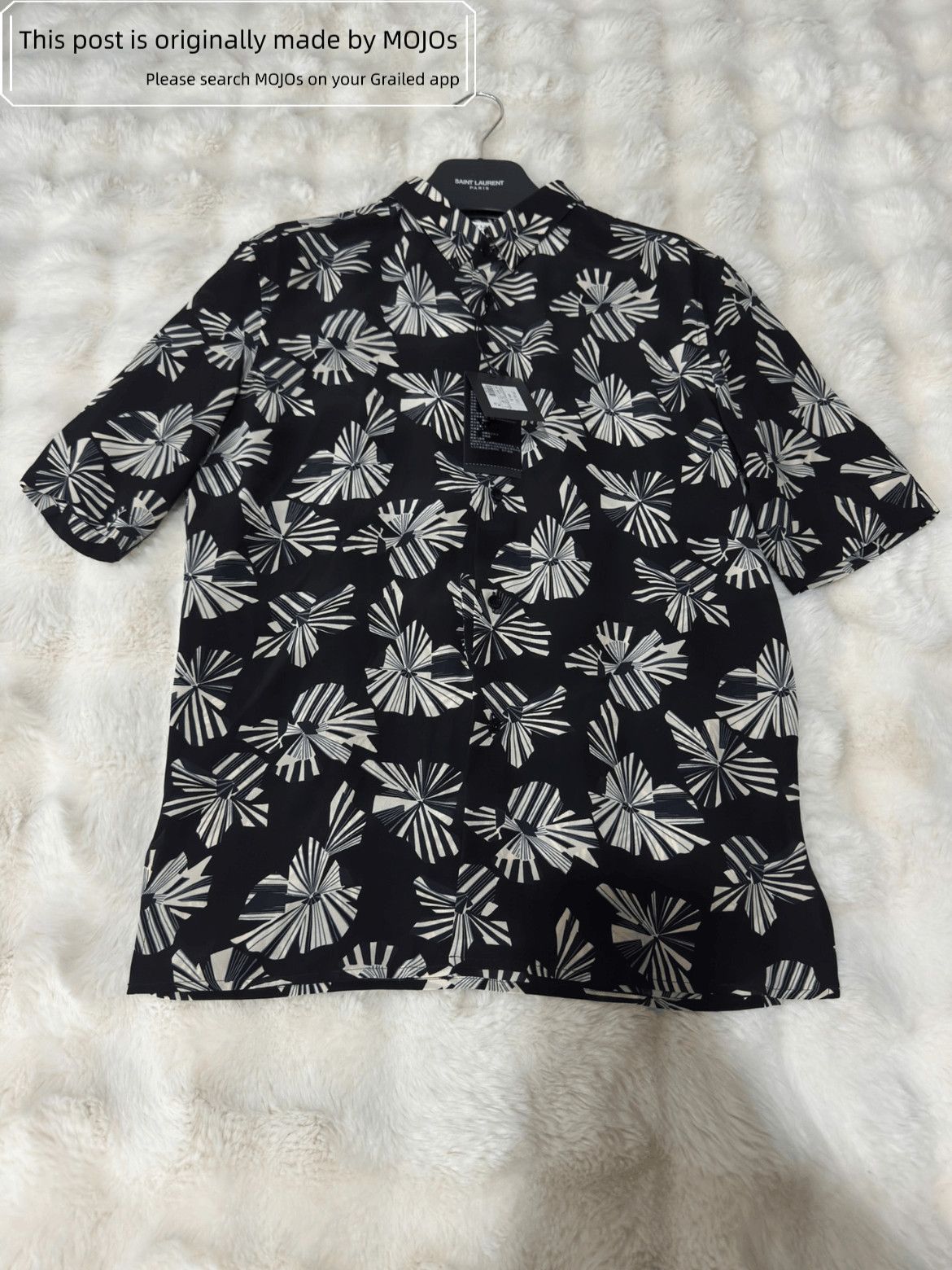 Sz 37 Saint Laurent Paris Flower Pattern Silk S/S Shirt