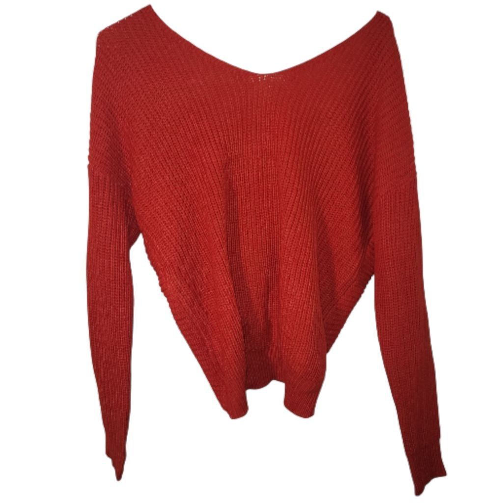 non LOVE TREE Red Twist Back Knit Sweater Size L Size L / US 10 / IT 46 - 3 Thumbnail