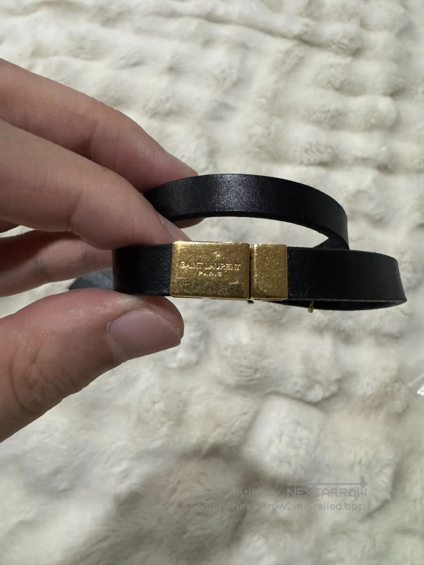 Saint Laurent Paris Saint Laurent Paris Black and gold double ring buckle brac Size ONE SIZE - 6 Thumbnail