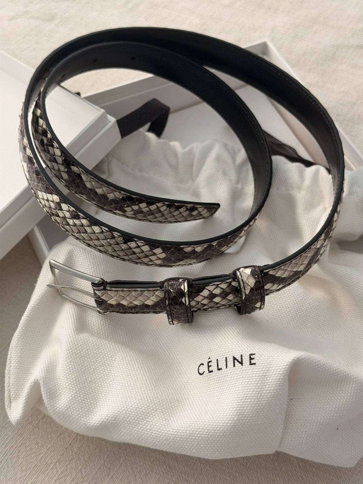 Celine × Hedi Slimane Celine Blue Watersnake Belt SS20 | Grailed