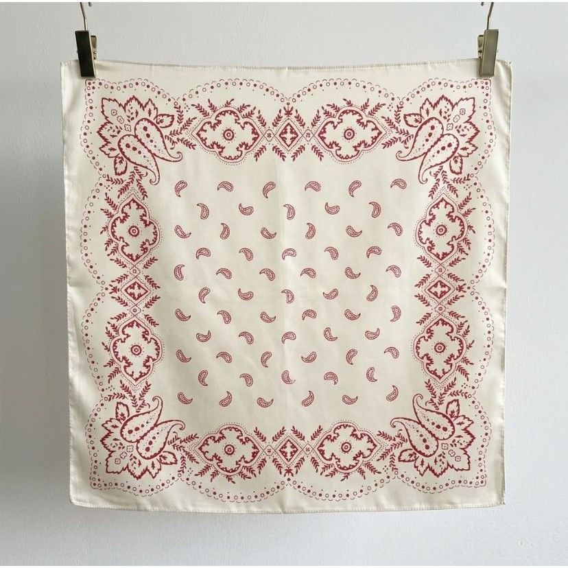 Other ❤️Elegant Bandana Square Scarf Silky Satin Soft WHITE RED Wr Size ONE SIZE - 5 Thumbnail