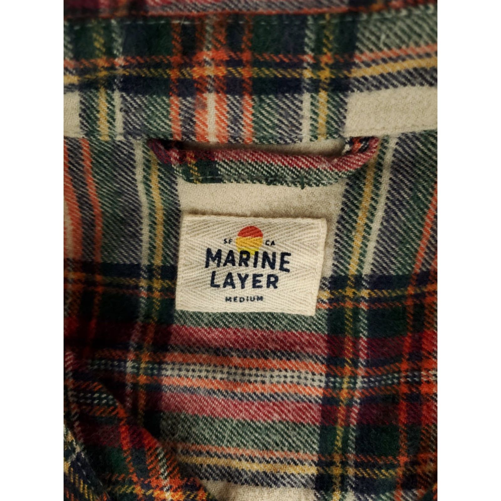 Marine Layer Marine Layer Button-Up Shirt Flannel Plaid Cream Green Red Long Sleeve Mens M Multicolor Button-Up Shirt Mens M Size US M / EU 48-50 / 2 - 2 Thumbnail