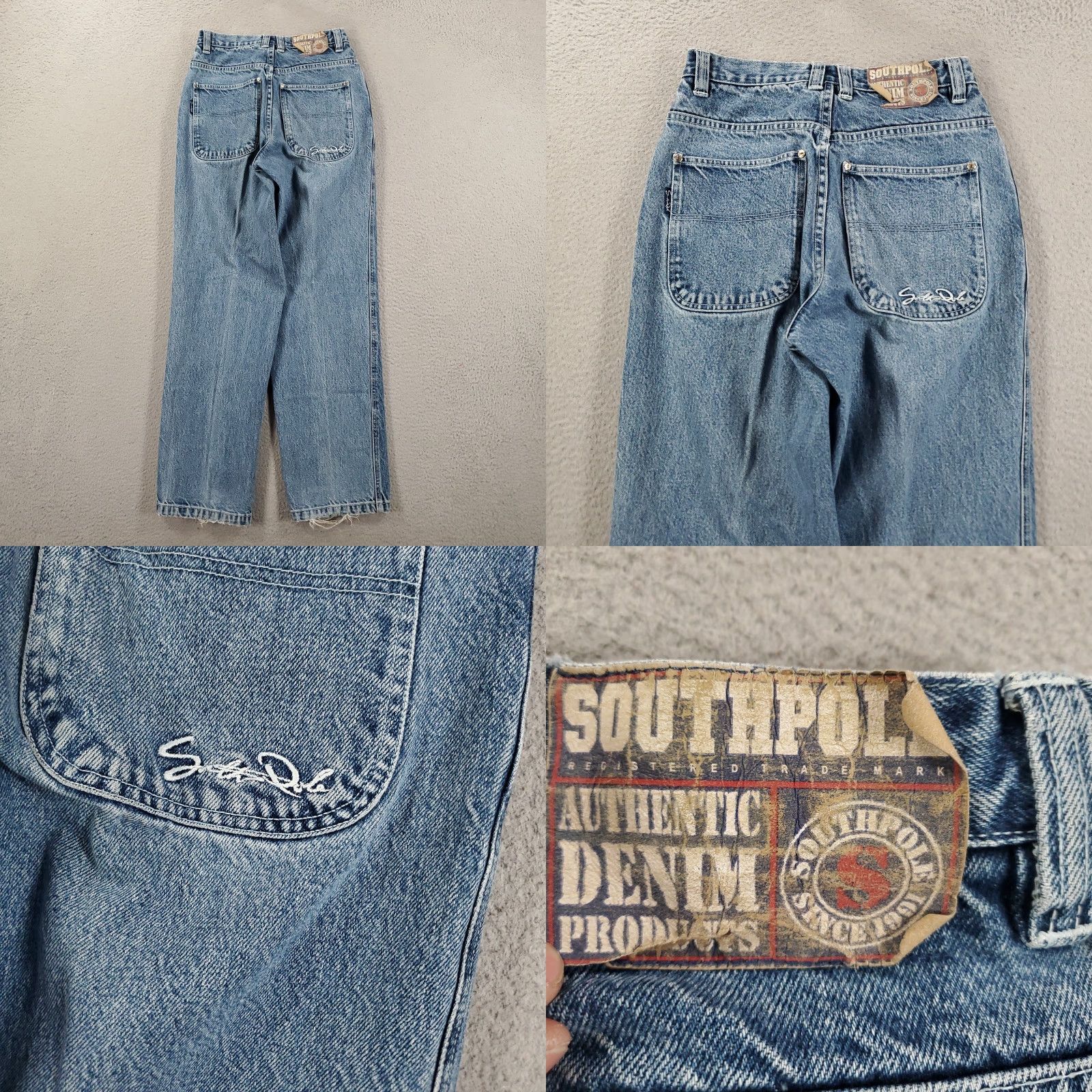 VINTAGE Southpole Jeans Mens 29 Y2K Loose Baggy 28x31 Skater Grunge 2000s Denim Blue Regular Mens Shirts?