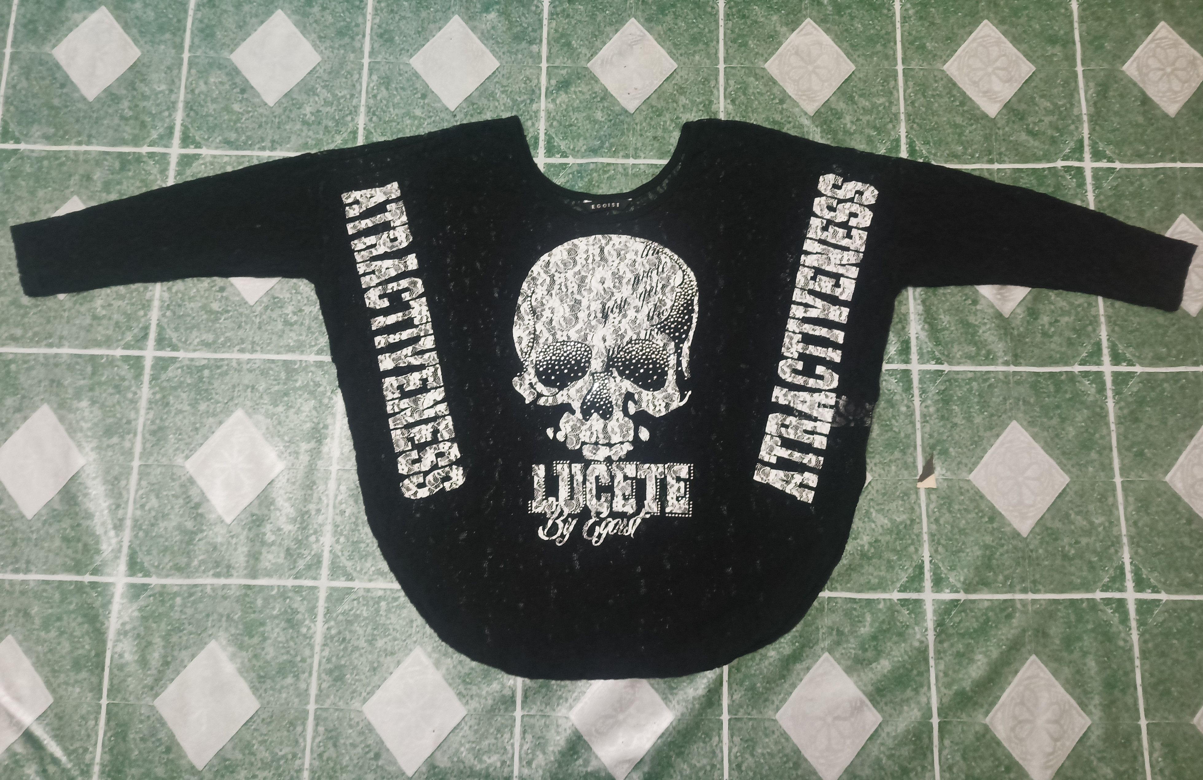 If Six Was Nine Egoist Mesh Shirt Skull Sparkling beads Rare design Size US L / EU 52-54 / 3 - 1 Thumbnail
