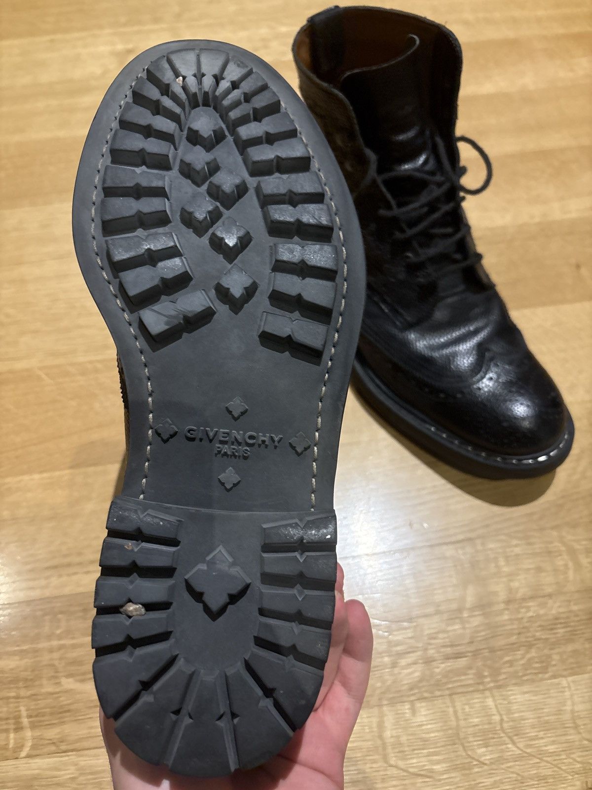 Givenchy Givenchy Lace-Up Leather Wingtip Boots Black Pebbled Leather Size US 10 / EU 43 - 5 Thumbnail