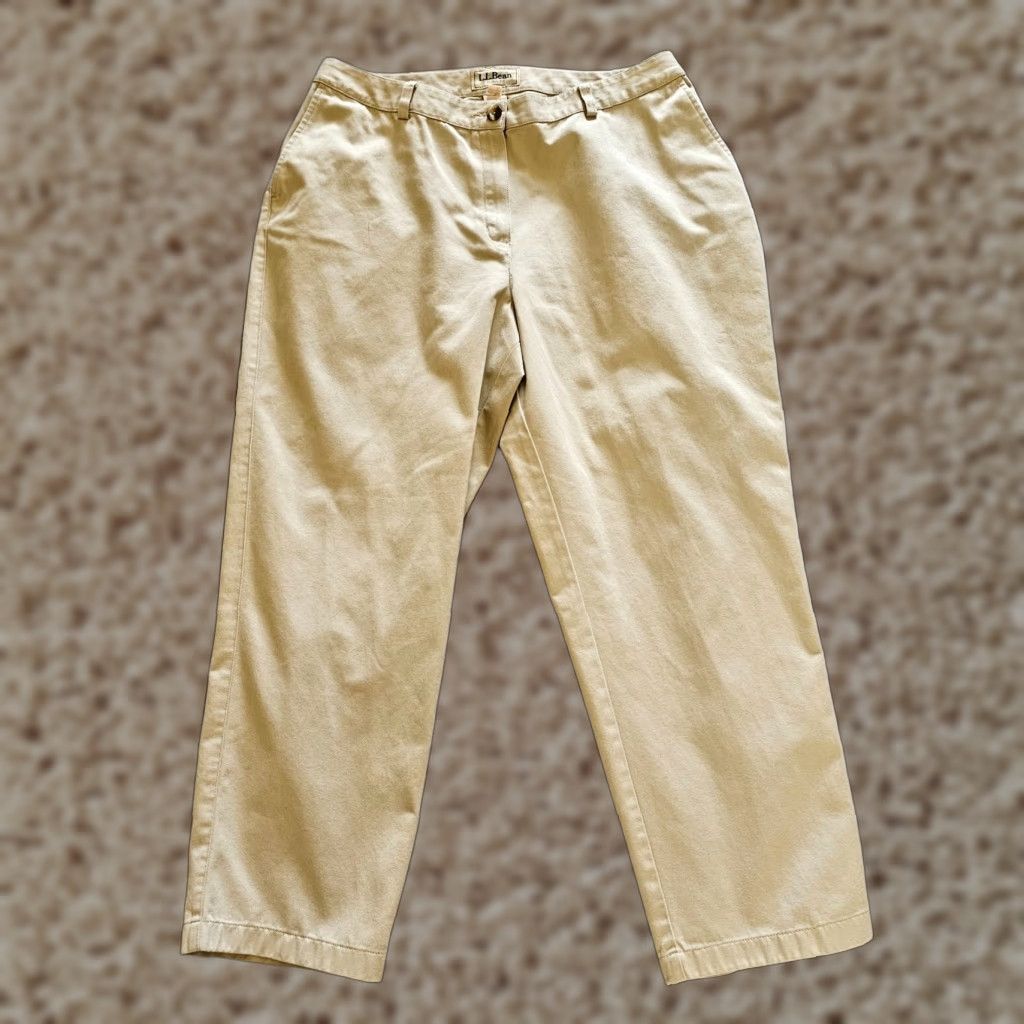 Vintage LL Bean Pant Slacks Women Size 16 Beige Tan High Rise Flat Front Zip Closure Dress Pants Classic Straight Size 38" / US 16 / IT 52 - 1 Thumbnail