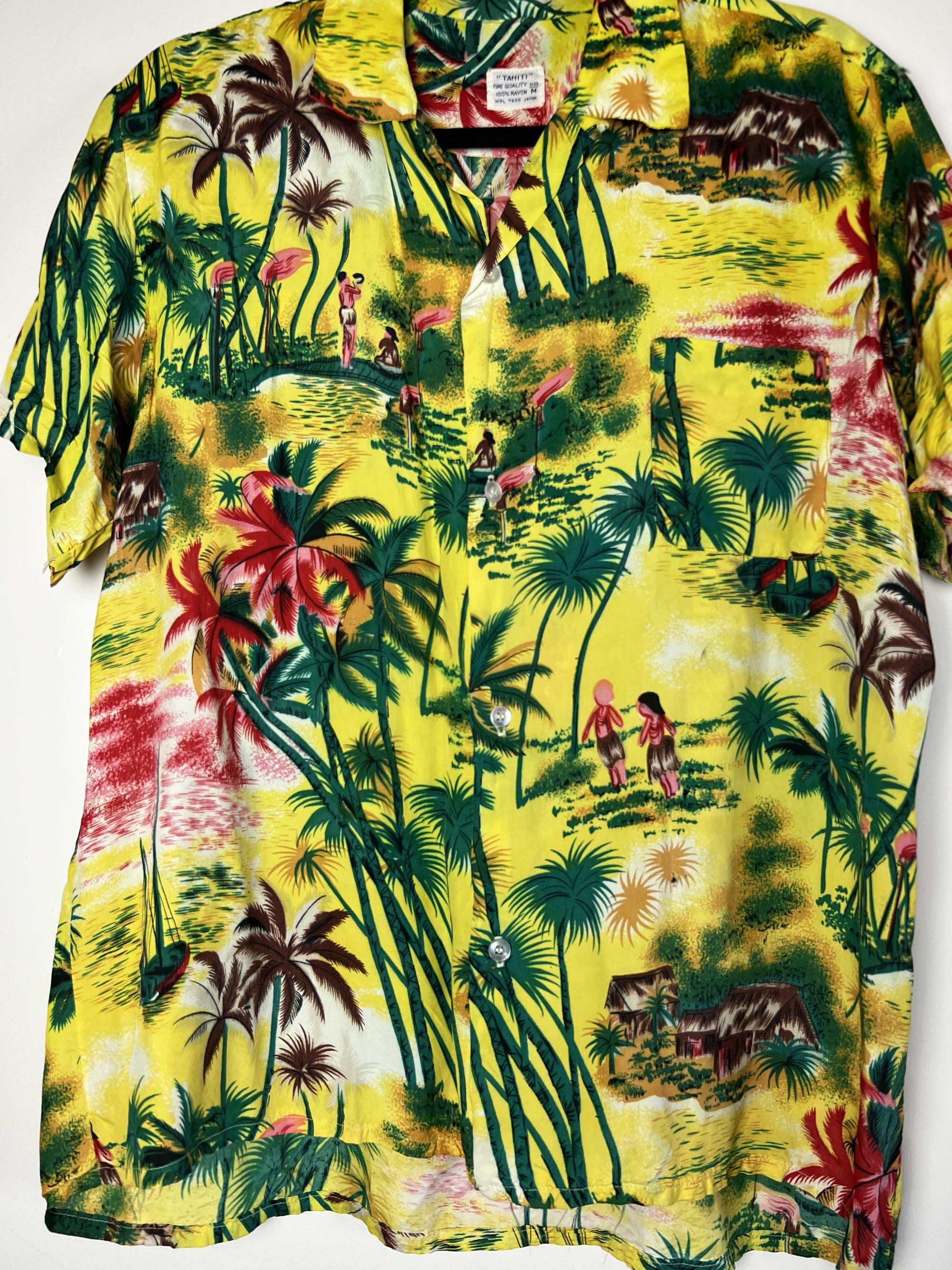 Vintage Vintage 1940's-1950's TAHITI Rayon Island Palm Tree Shirt Size US M / EU 48-50 / 2 - 2 Thumbnail