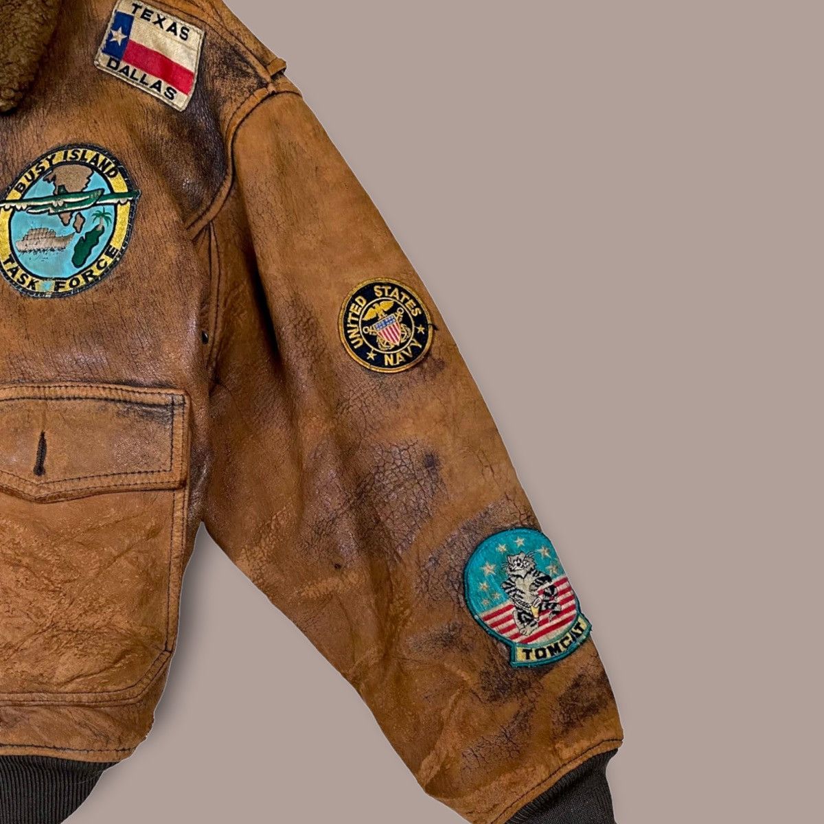 Avirex Vintage 80s Avirex G-1 Flight USA Leather Jacket Size US L / EU 52-54 / 3 - 3 Thumbnail