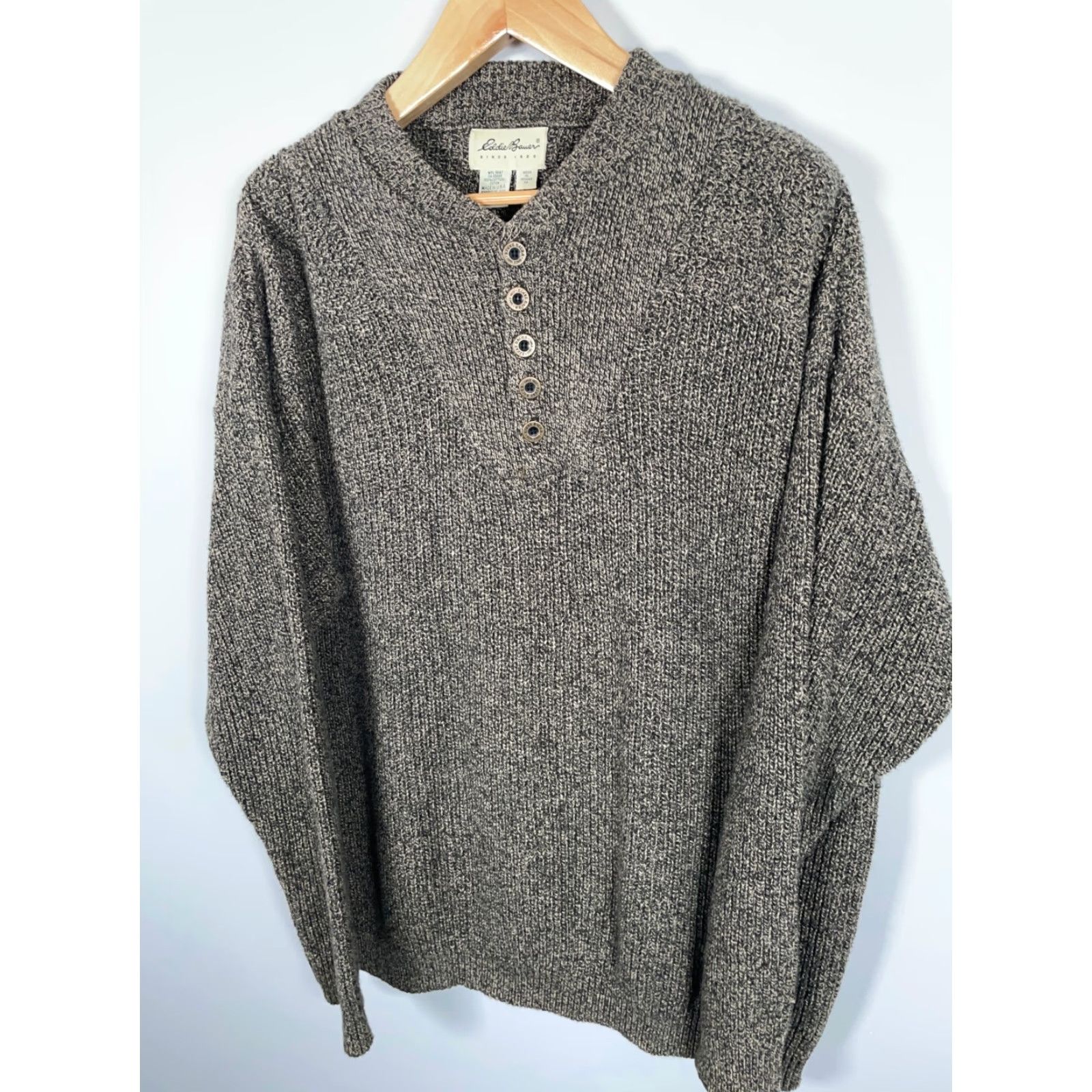 Eddie Bauer VINTAGE Eddie Bauer Sweater Henley Mens XL 2XL Green Cotton Knit Crew Neck Heavyweight Oversized 90s Retro Preppy Casual Size US XXL / EU 58 / 5 - 6 Thumbnail