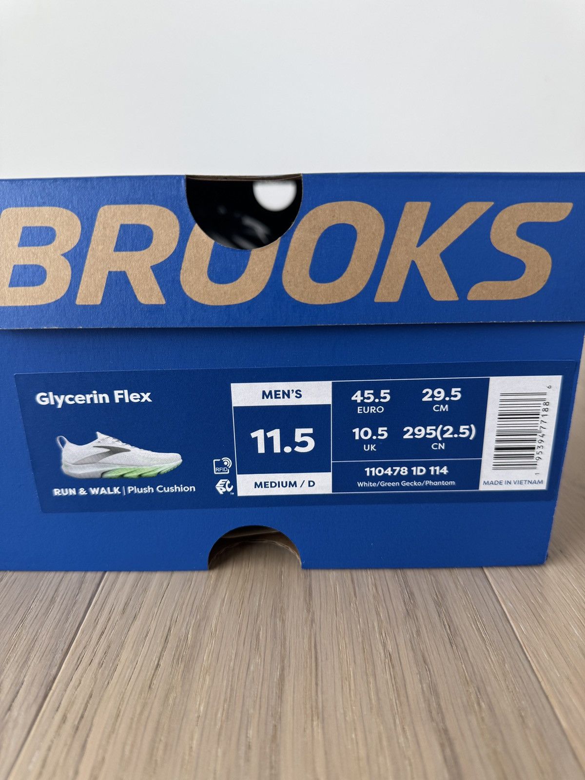 Brooks Brooks Glycerin Flex White Green Gecko Phantom Size US 11.5 / EU 44-45 - 6 Thumbnail