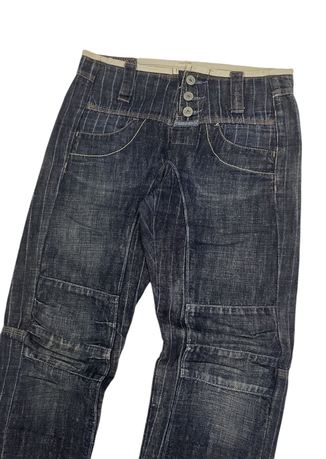 Marithe + Francois Girbaud Vintage MFG Jeans Bikers Stripes Zipper Jeans Size US 29 - 3 Thumbnail
