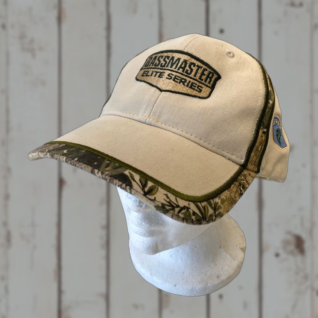 Vintage VINTAGE Game Guard BassMaster Elite Series Dad Hat Beige Camo Strapback Men Adjustable Cotton Baseball Cap Hat Mens Beige Camouflage USA 90s? Size ONE SIZE - 1 Thumbnail