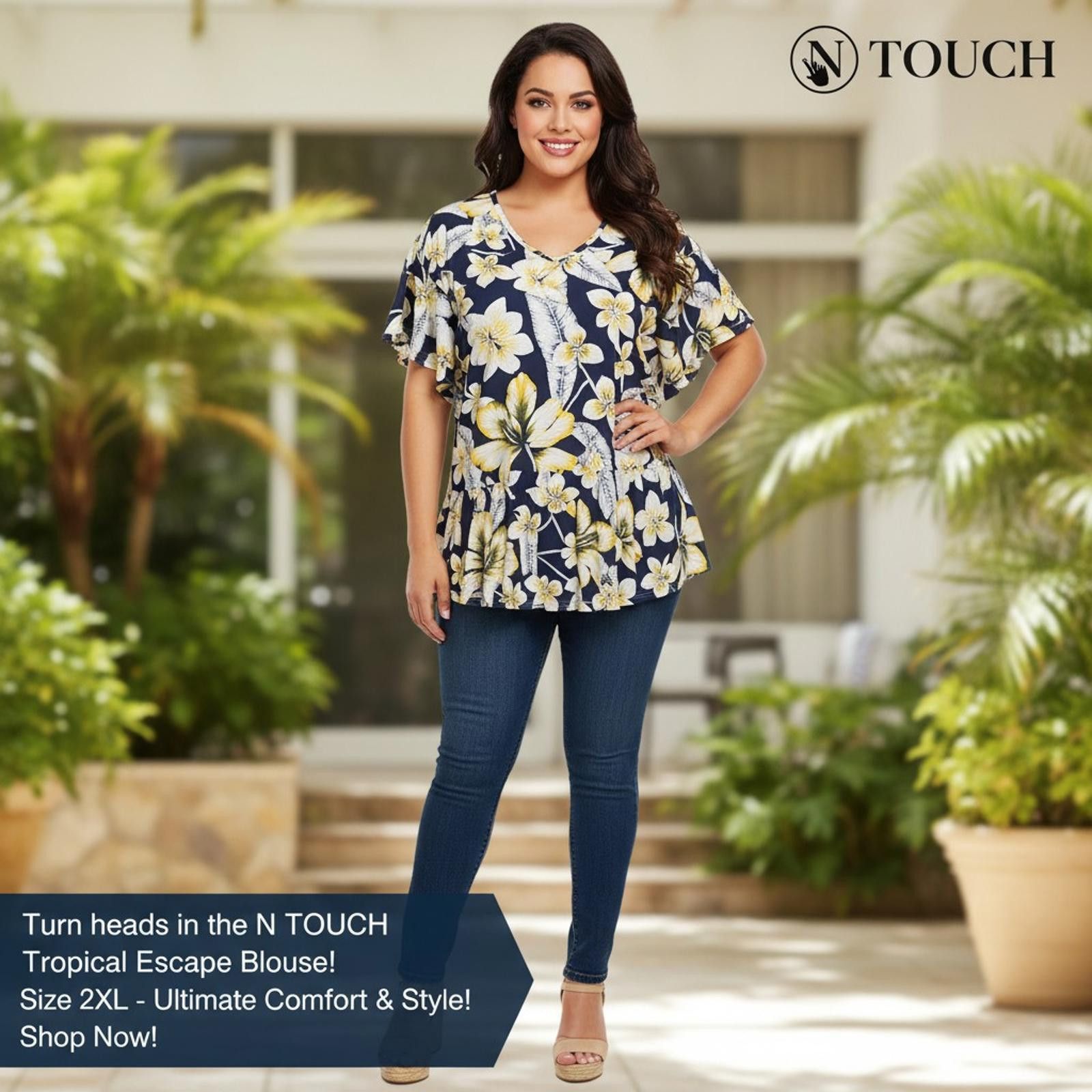 Other N TOUCH Tropical Escape Floral Blouse Size 2XL Size XXL / US 16-18 / IT 52-54 - 1 Thumbnail