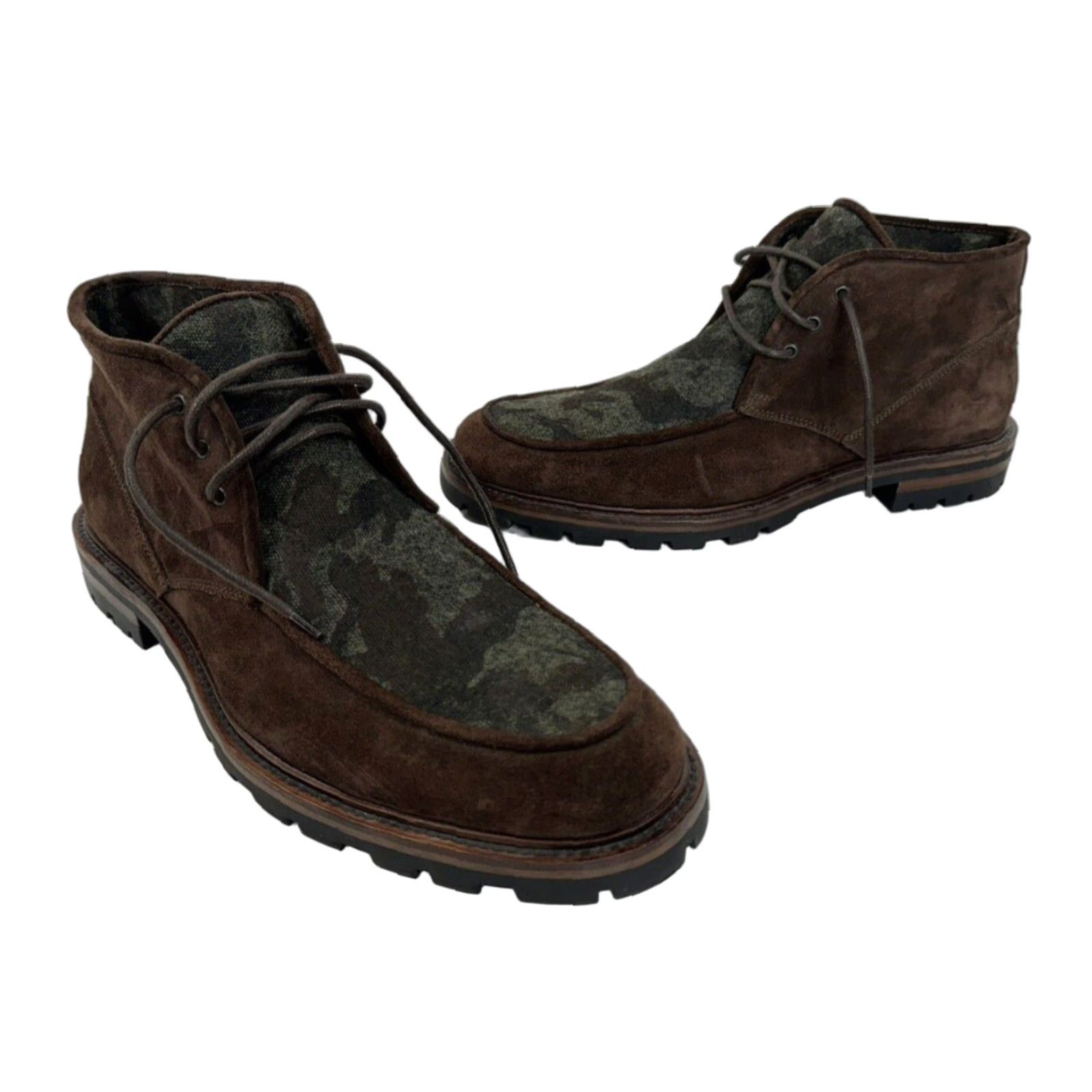 Aquatalia AQUATALIA Italy - SUEDE LEATHER Camouflage Chukka Mens Boots 11.5 UNWORN Brown/Greenish Gray Leather Outsole Mens Size US 12 / EU 45 - 1 Thumbnail