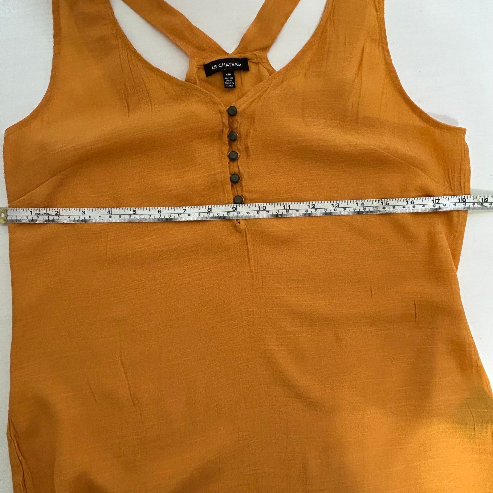 Le Chateau Le Chateau Mustard Sleeveless Henley Strappy Back Top Small Size S / US 4 / IT 40 - 6 Thumbnail