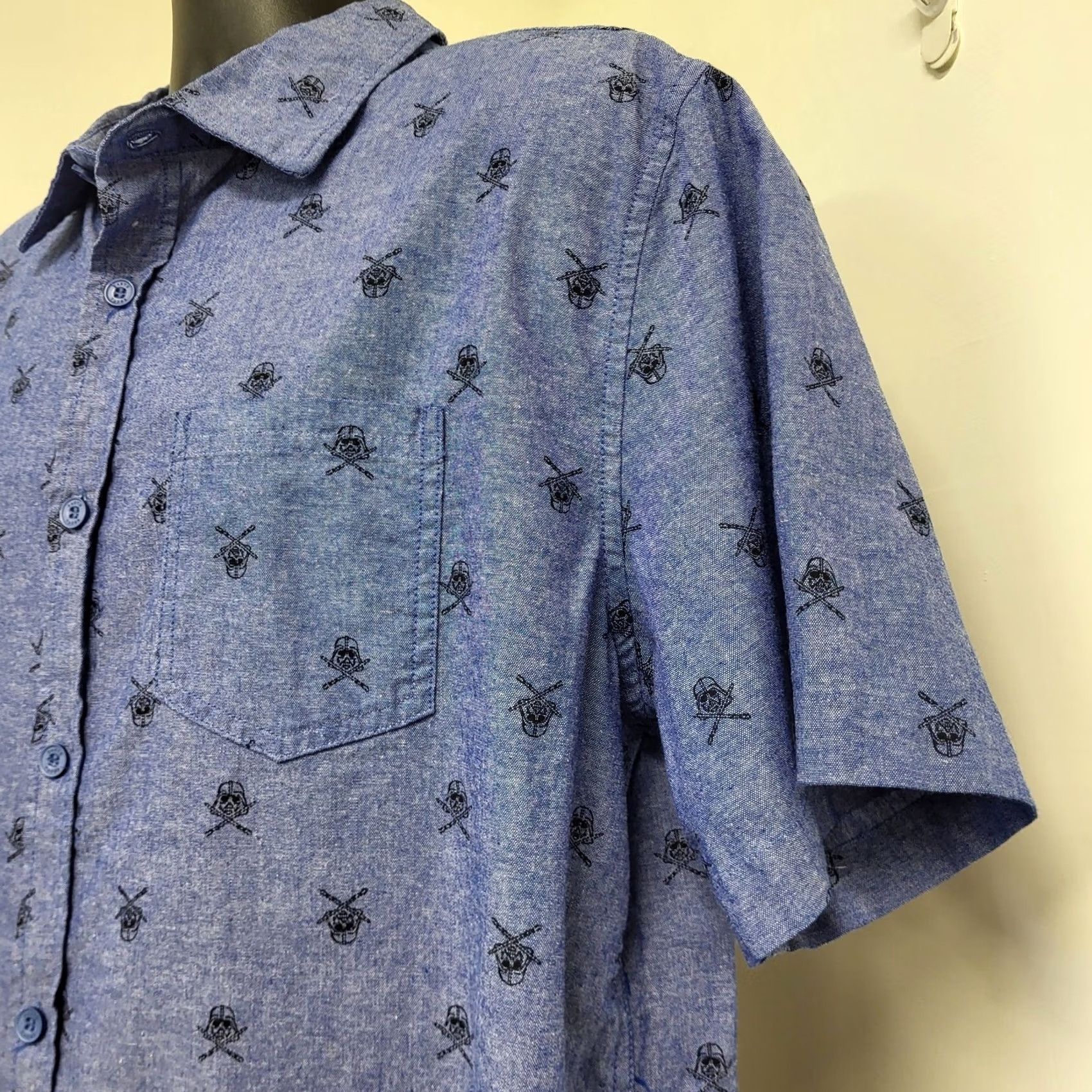 Star Wars VINTAGE Star Wars Shirt Mens XL Blue Button Up Darth Vader All Over Print Comicon Size US XL / EU 56 / 4 - 3 Thumbnail