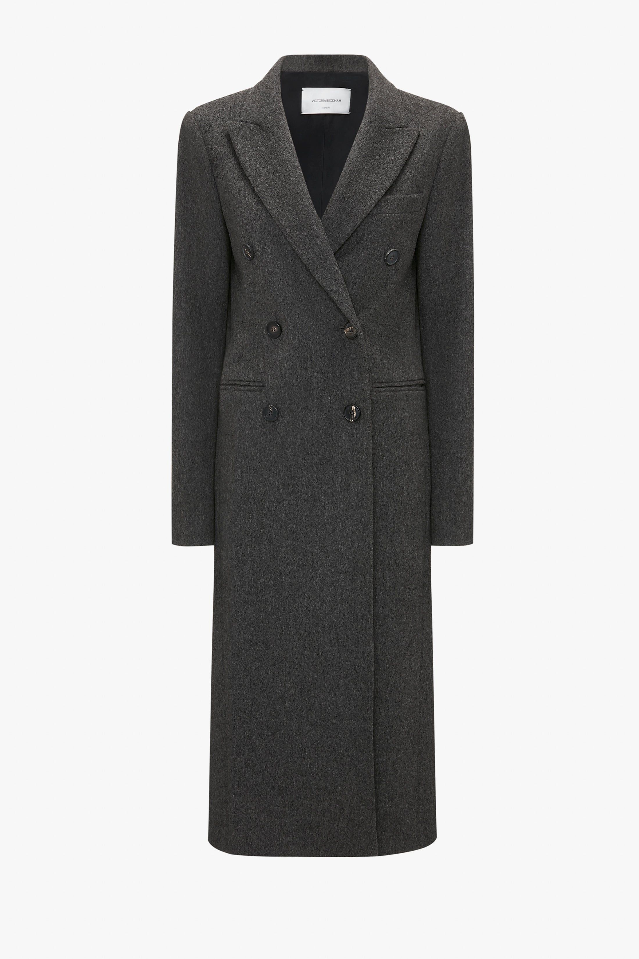 Victoria Beckham o1mle0525 Tailored Slim Coat In Grey Melange Size L / US 10 / IT 46 - 1 Thumbnail