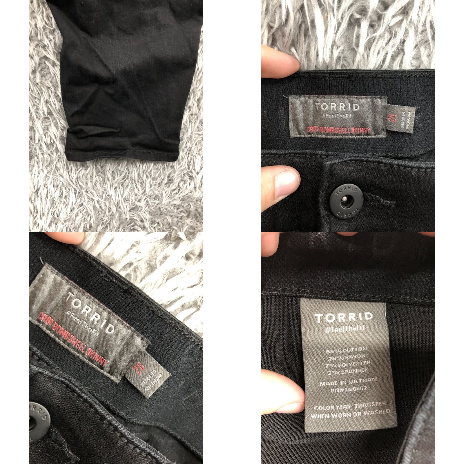Torrid Torrid Jeans Skinny Crop Dark Wash Black Plus Size 26 Womens Denim 5-Pocket High Rise Logo Button Zipper Collection Size 26" / US 2 / IT 38 - 8 Thumbnail