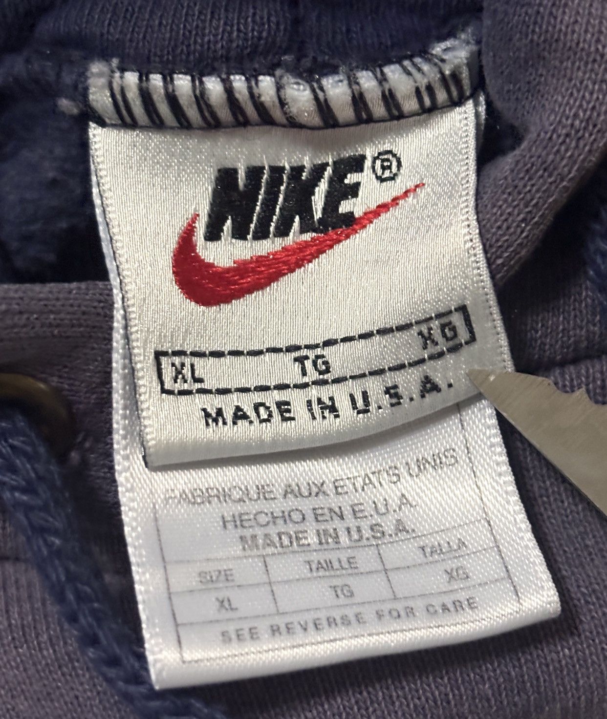 Nike Vintage 90s Faded Nike Mini Swoosh Hoodie Size US XL / EU 56 / 4 - 4 Thumbnail
