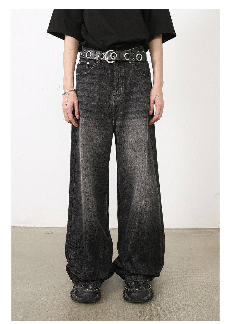 Vintage Japanese retro loose straight men's ripped wide-leg jeans Size US 32 / EU 48 - 1 Thumbnail