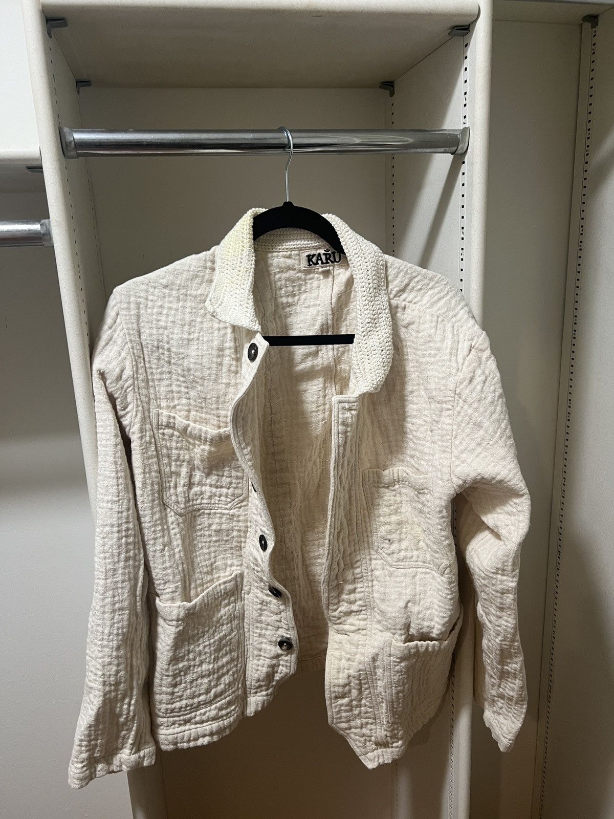 image of Karu Research Kartik Research Hand Embroidered Jacket in White, Men's (Size Medium)