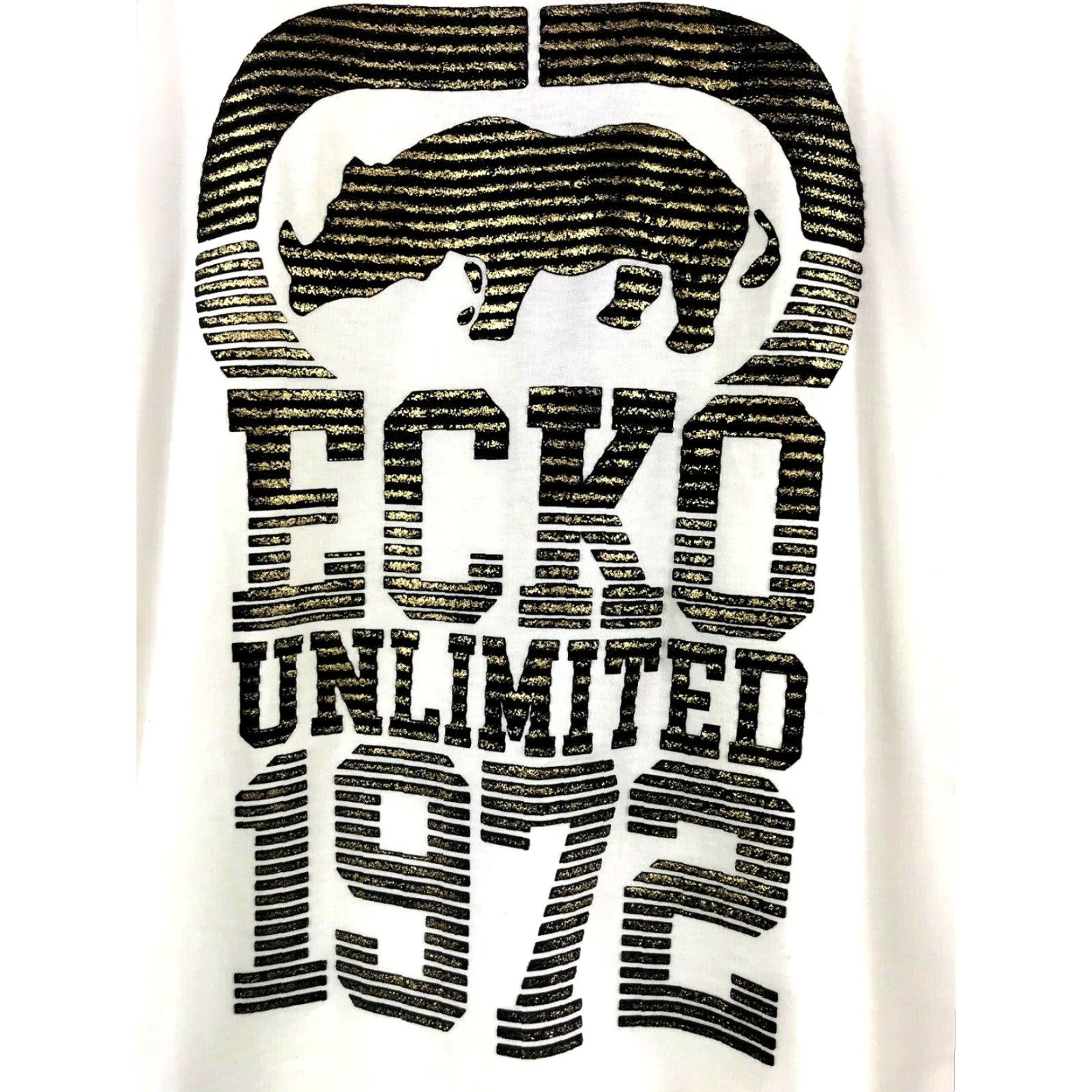 Ecko Unltd. Ecko Unltd T-Shirt Mens Large Graphic Tee White w Black Rubber Gold Logo Print Size US L / EU 52-54 / 3 - 5 Thumbnail