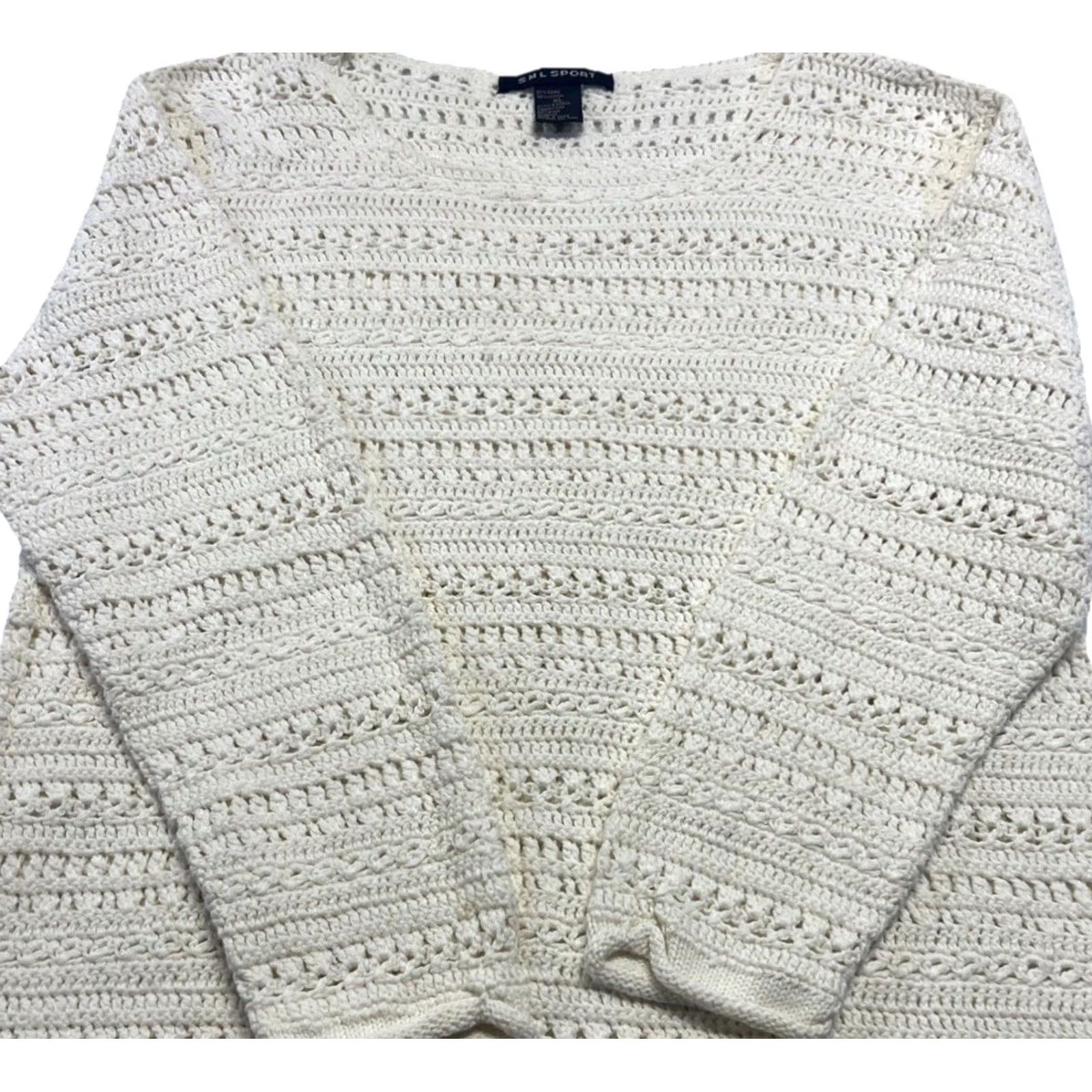 Vintage Cream SML Sport Ramie Cotton Crochet Sweater XL Ivory Bohemian Open-Knit Womens Pullover Size XL / US 12-14 / IT 48-50 - 2 Thumbnail