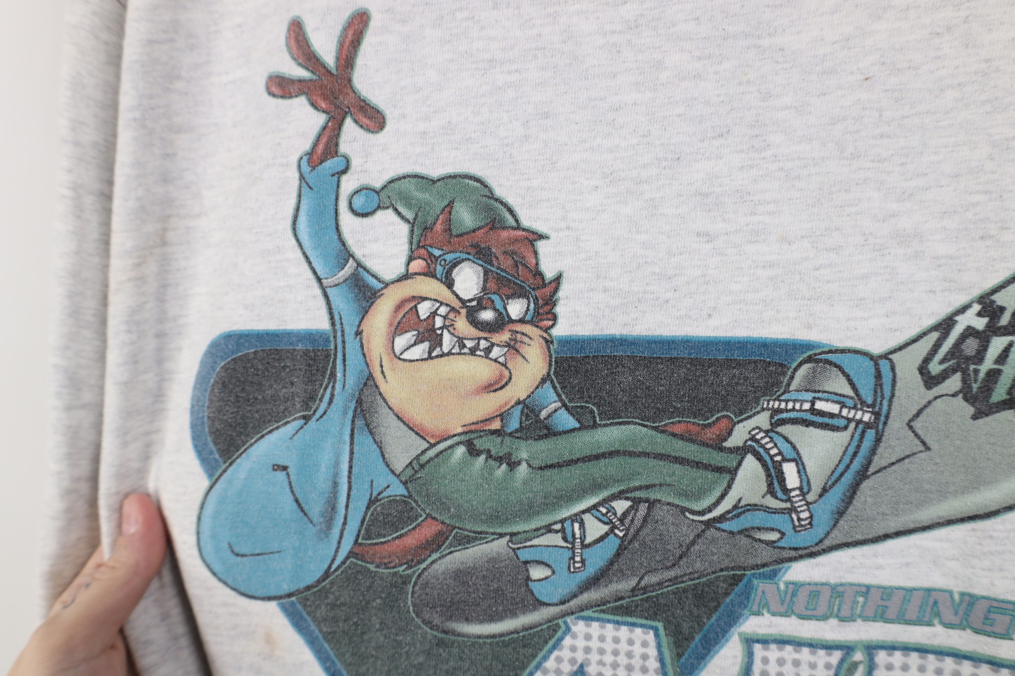 Vintage Vintage 90s Looney Tunes Taz Long Sleeve T-Shirt Gray Cotton Size US XL / EU 56 / 4 - 7 Thumbnail