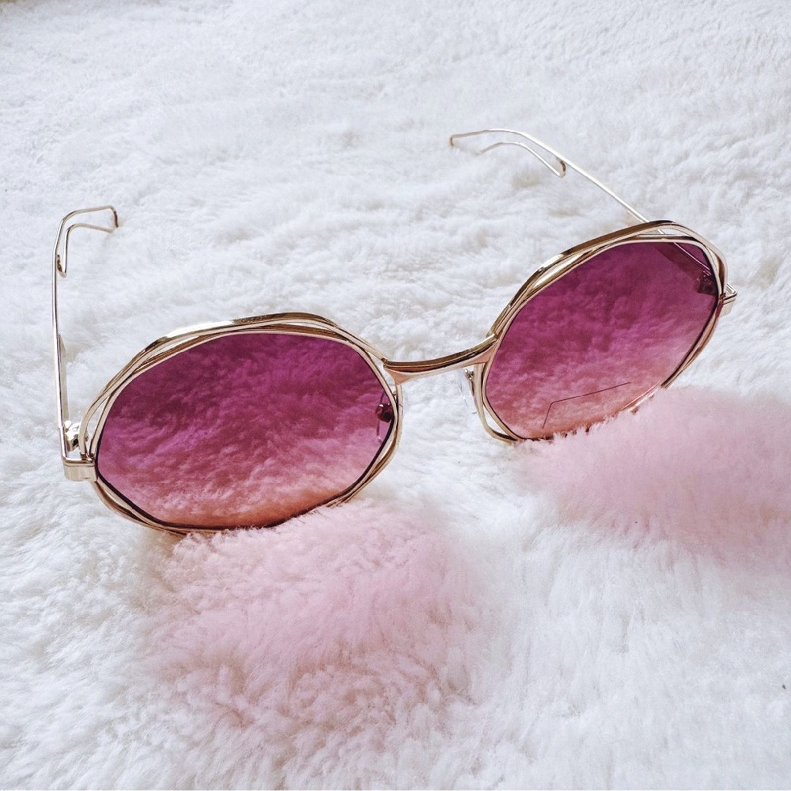 Other Seraphina Dark Pink Geometric Sunglasses Size ONE SIZE - 6 Thumbnail