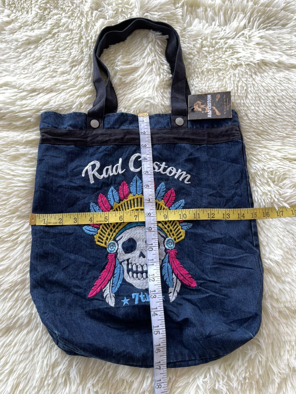 Designer × Japanese Brand Rad Customs Skull Embroidered Denim Tote Bag Size ONE SIZE - 13 Thumbnail