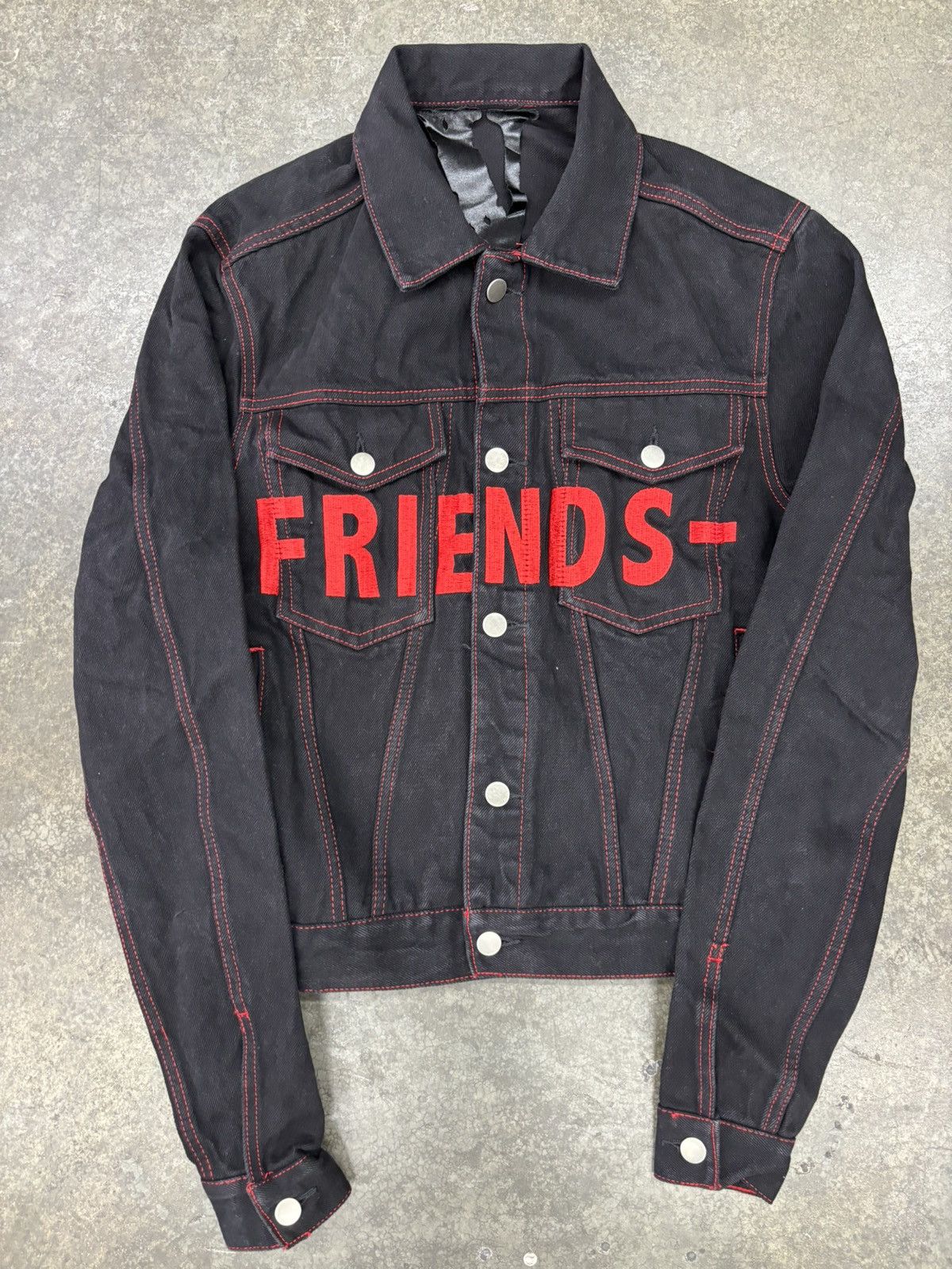 image of Vlone Friends Denim Jacket in Black, Men's (Size Small)