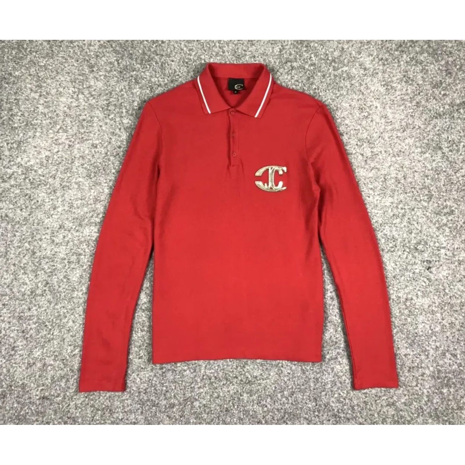 Roberto Cavalli Roberto Cavalli Mens Shirt Red Long Sleeve Logo Vintage Design Just gold logo Size US M / EU 48-50 / 2 - 2 Thumbnail