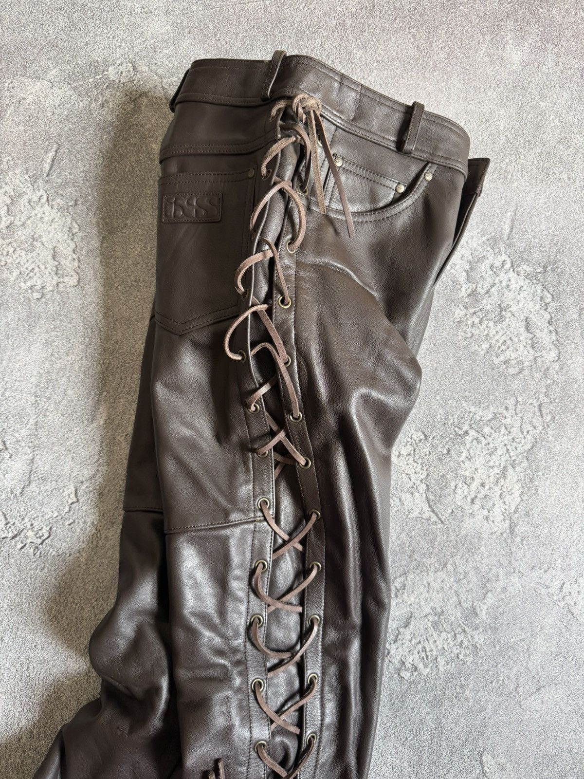 Designer IXS 38size brown leather motorcycle biker pants trousers y2k Size 26" / US 2 / IT 38 - 3 Thumbnail