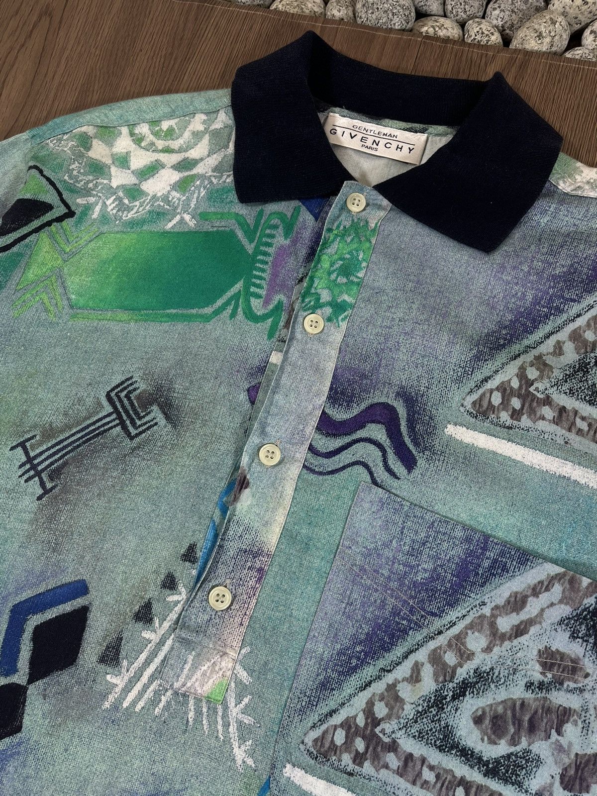 Givenchy Gentleman Givenchy Half Button Polo Shirt – Abstract Pattern Size US XL / EU 56 / 4 - 5 Thumbnail