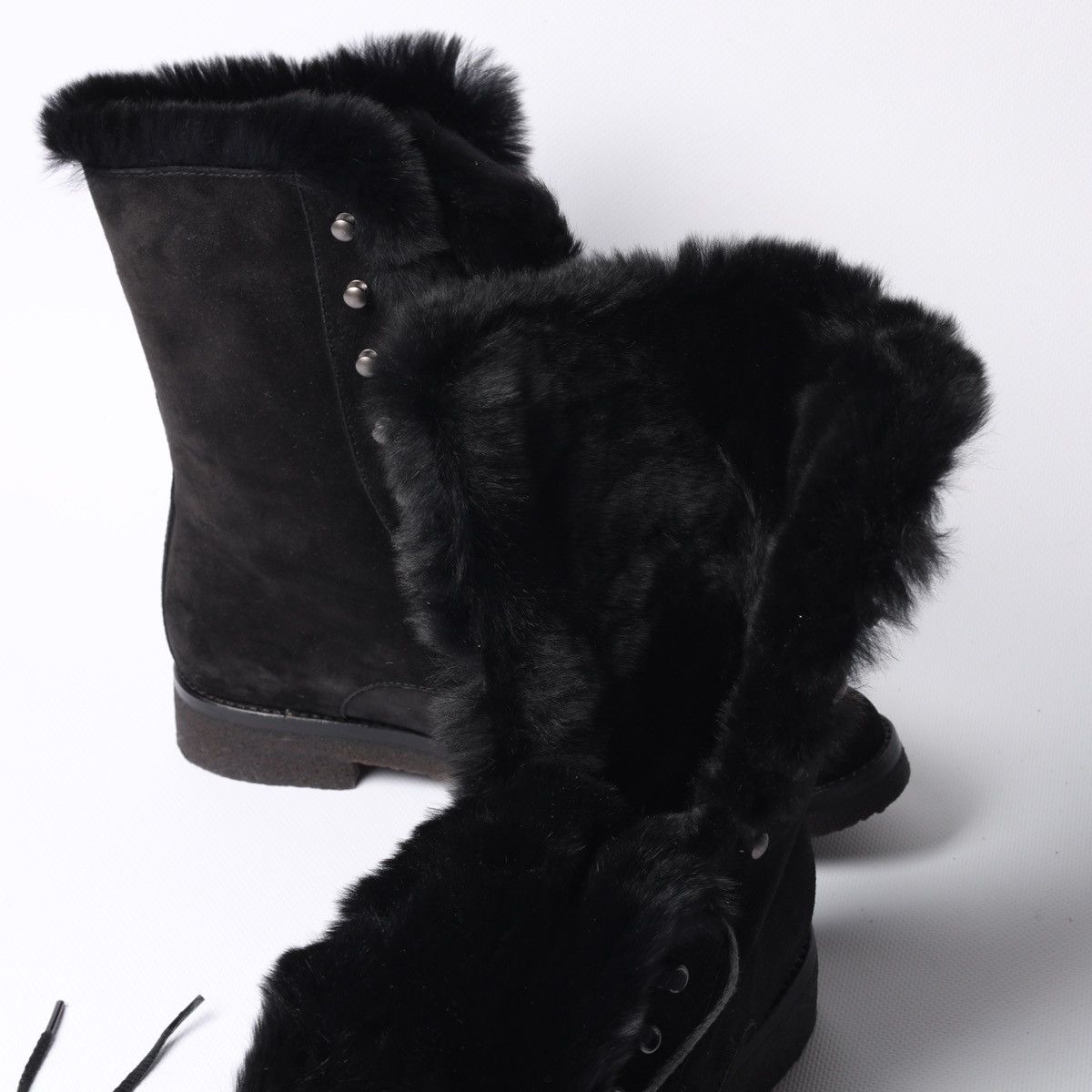 Loro Piana Loro Piana Snow Dream Beaver Fur Black Suede Ankle Boots Size US 6 / IT 36 - 8 Thumbnail