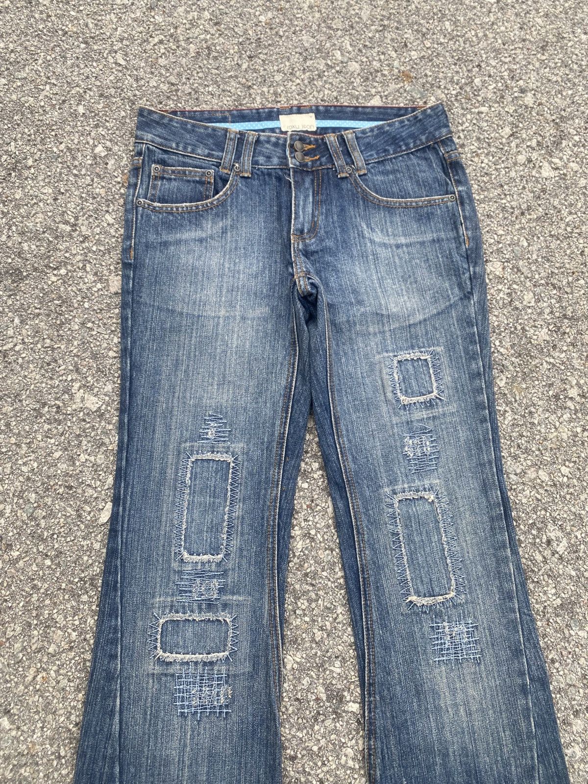 Quiksilver Iconic Y2K ROXY Repaired Flare Jeans Size 28" / US 6 / IT 42 - 7 Thumbnail