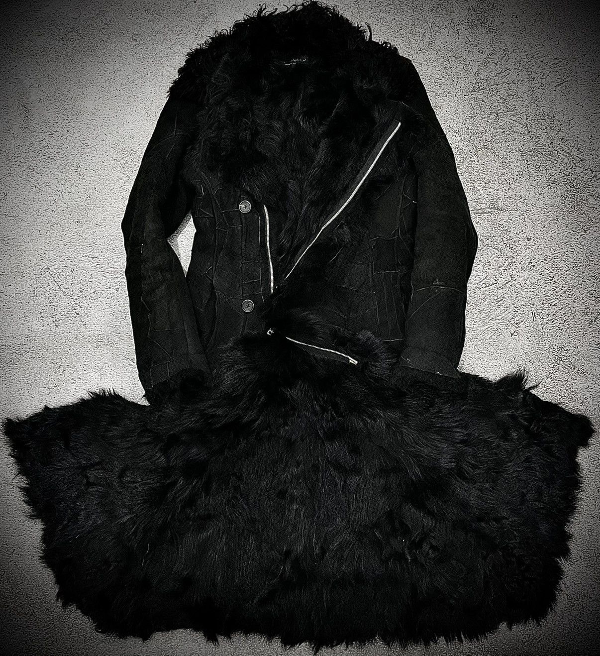 Archive Tornado Mart Fur Suede Long Coat Asymmetrical