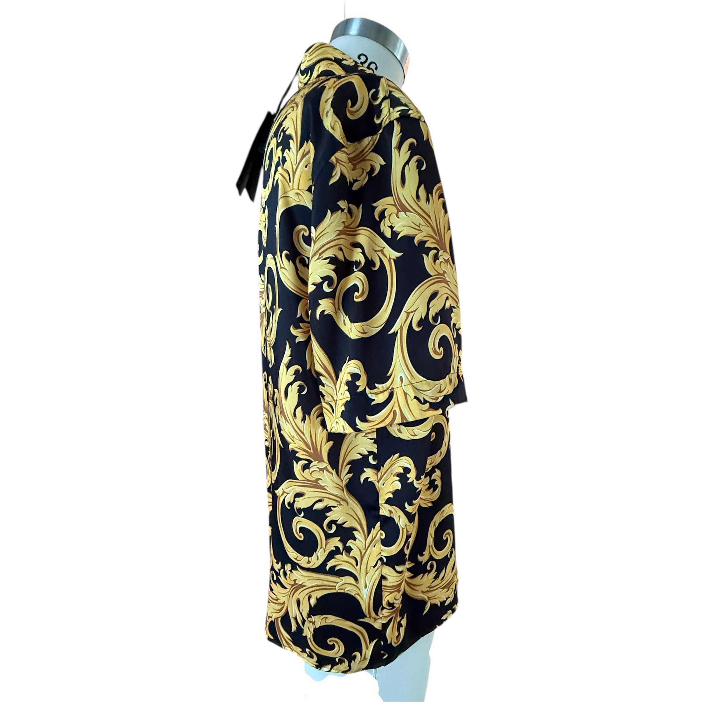 Versace VERSACE 1010103 Men's Baroque Black Gold Shirt, IT52 (lg) Size US L / EU 52-54 / 3 - 11 Thumbnail